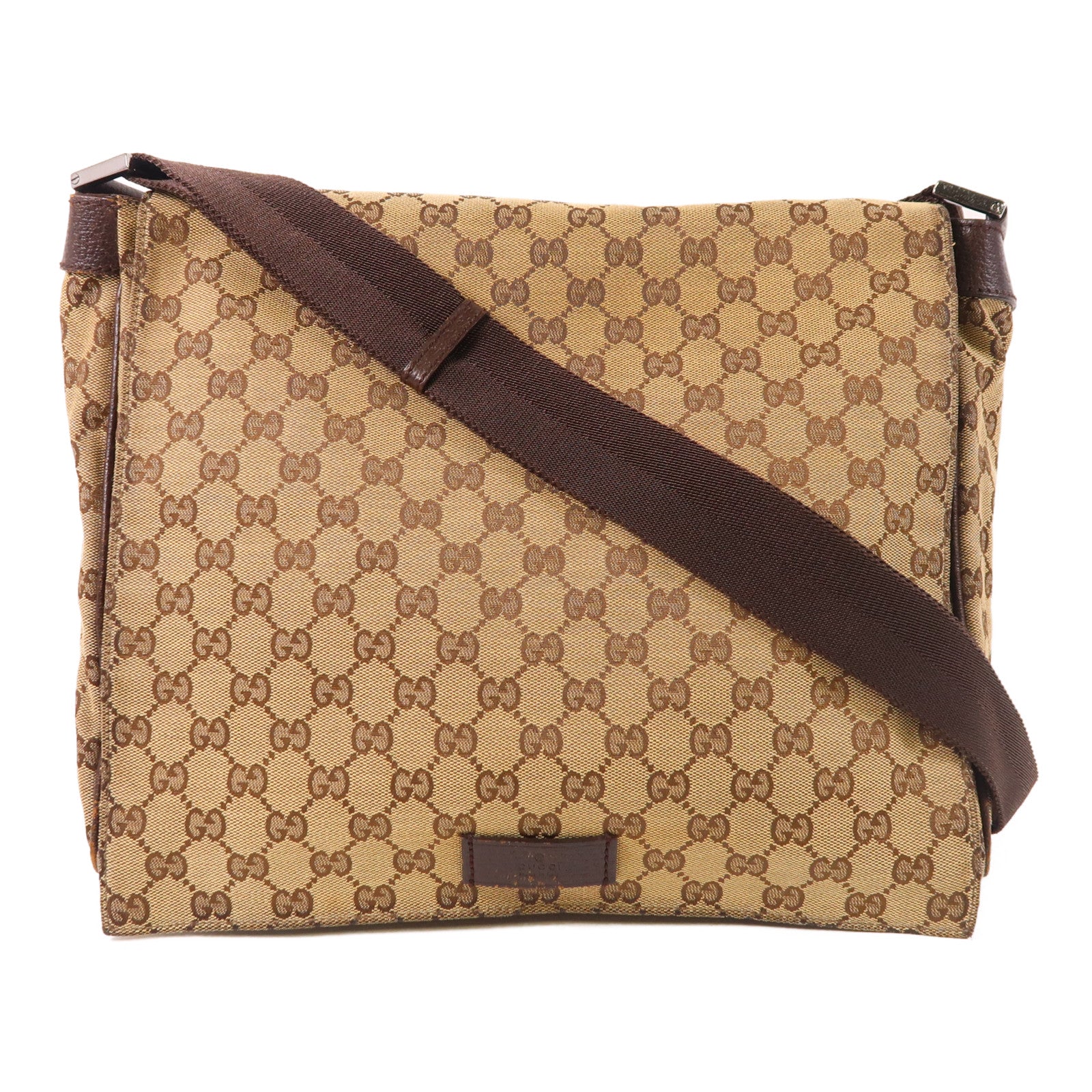 GUCCI 帆布Shoulder Bag銀扣肩背袋