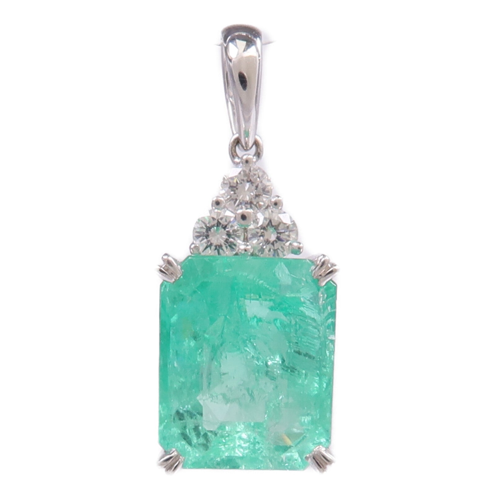 JEWELRY 18K白金Emerald Diamond Pendant Top綠寶石/鑽石吊墜