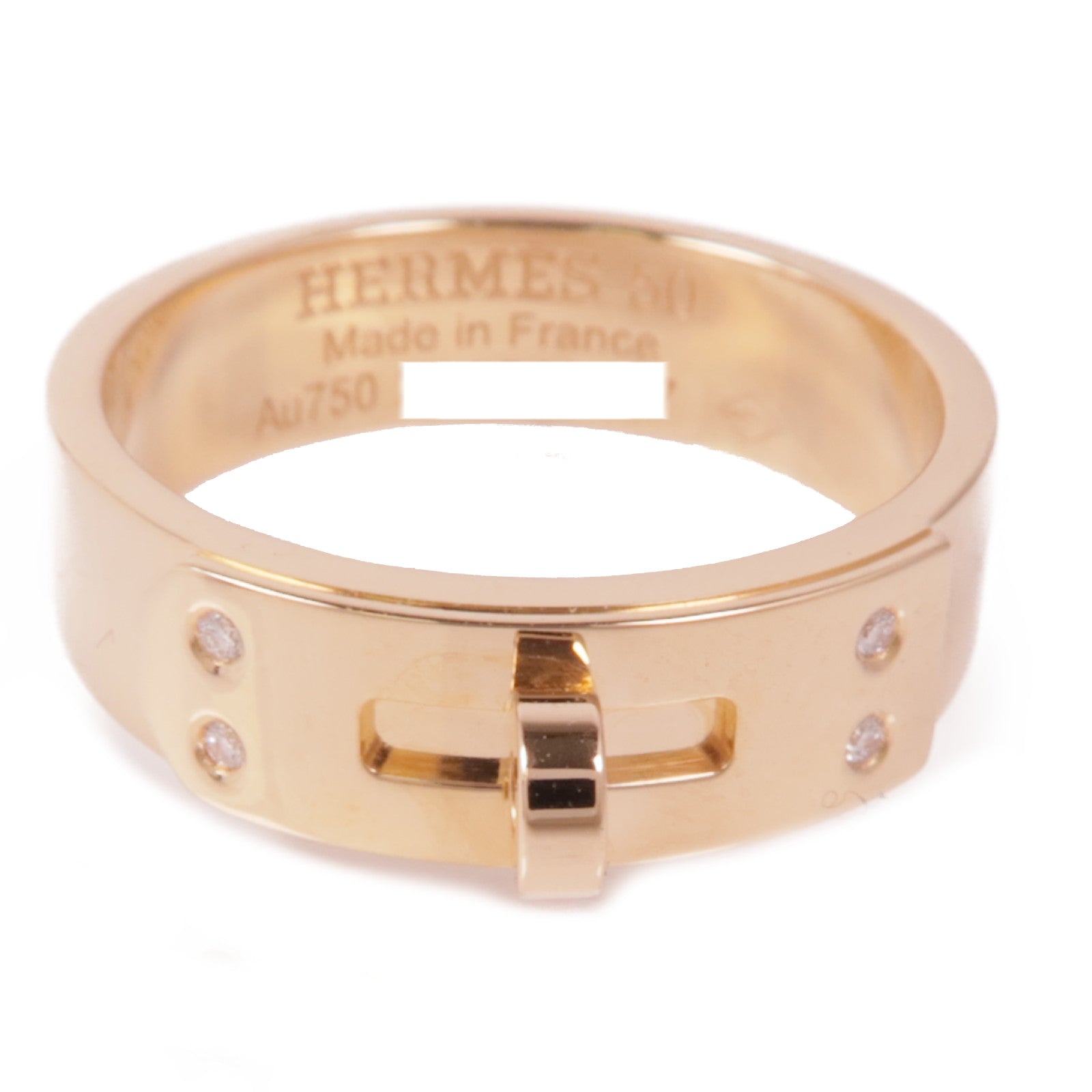 HERMES 18K玫瑰金Kelly Ring鑽石戒指Hermes#50/US#5.25