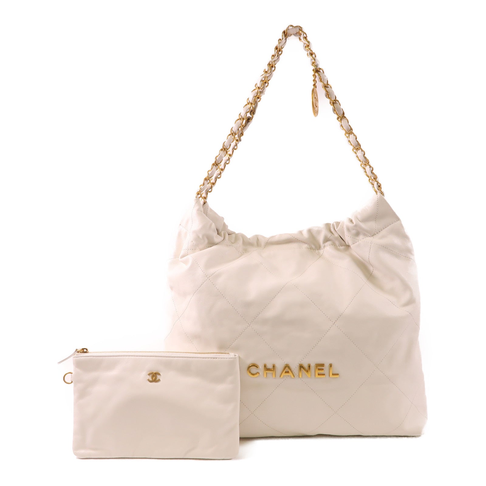 CHANEL 牛皮皮革Chanel 22 Small金扣鏈帶肩背袋