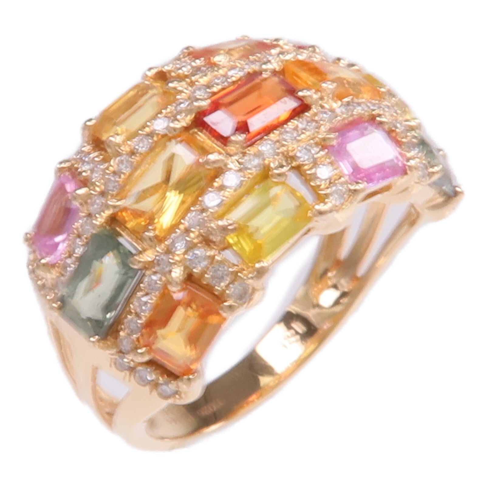 JEWELRY 18K黃金Sapphire Diamond Ring彩色藍寶石/鑽石戒指US#6.25