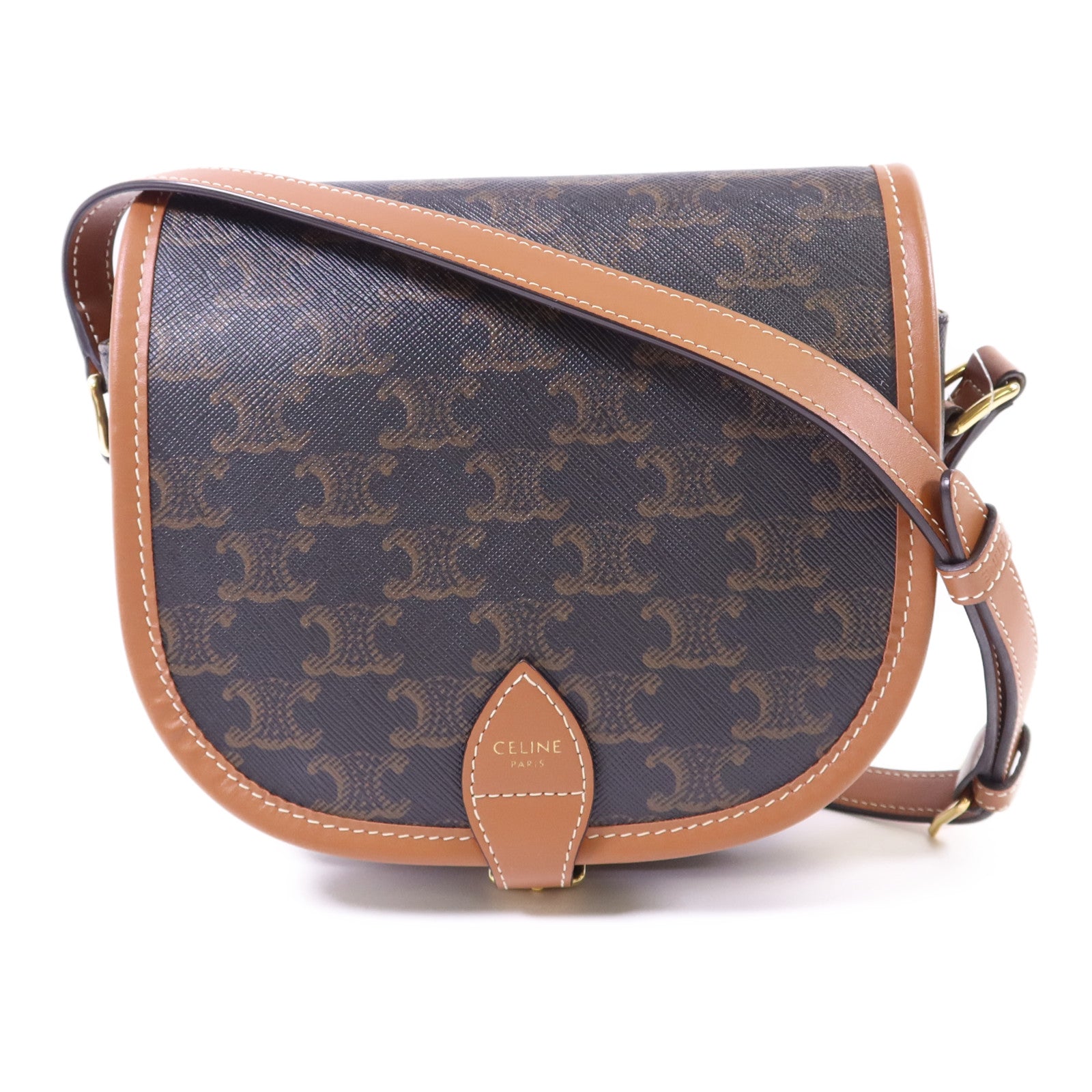 CELINE 塗層帆布Folco金扣肩背袋