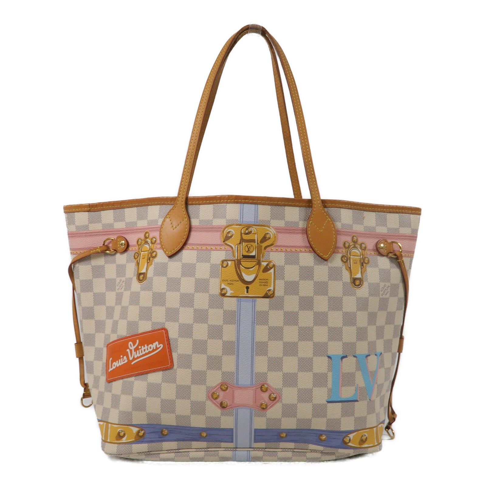 LOUIS VUITTON Damier Azur Neverfull MM手挽袋