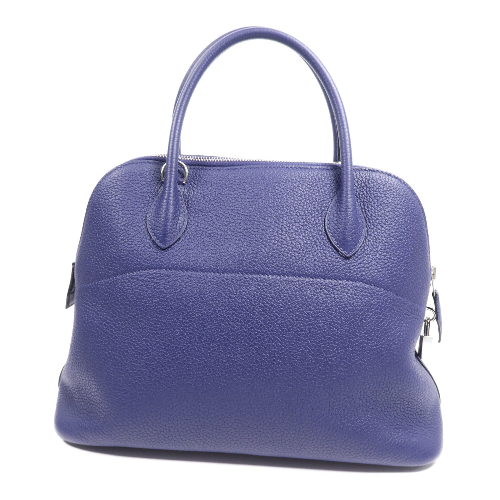 HERMES Clemence皮革Bolide 31金扣手挽袋Bleu Encre