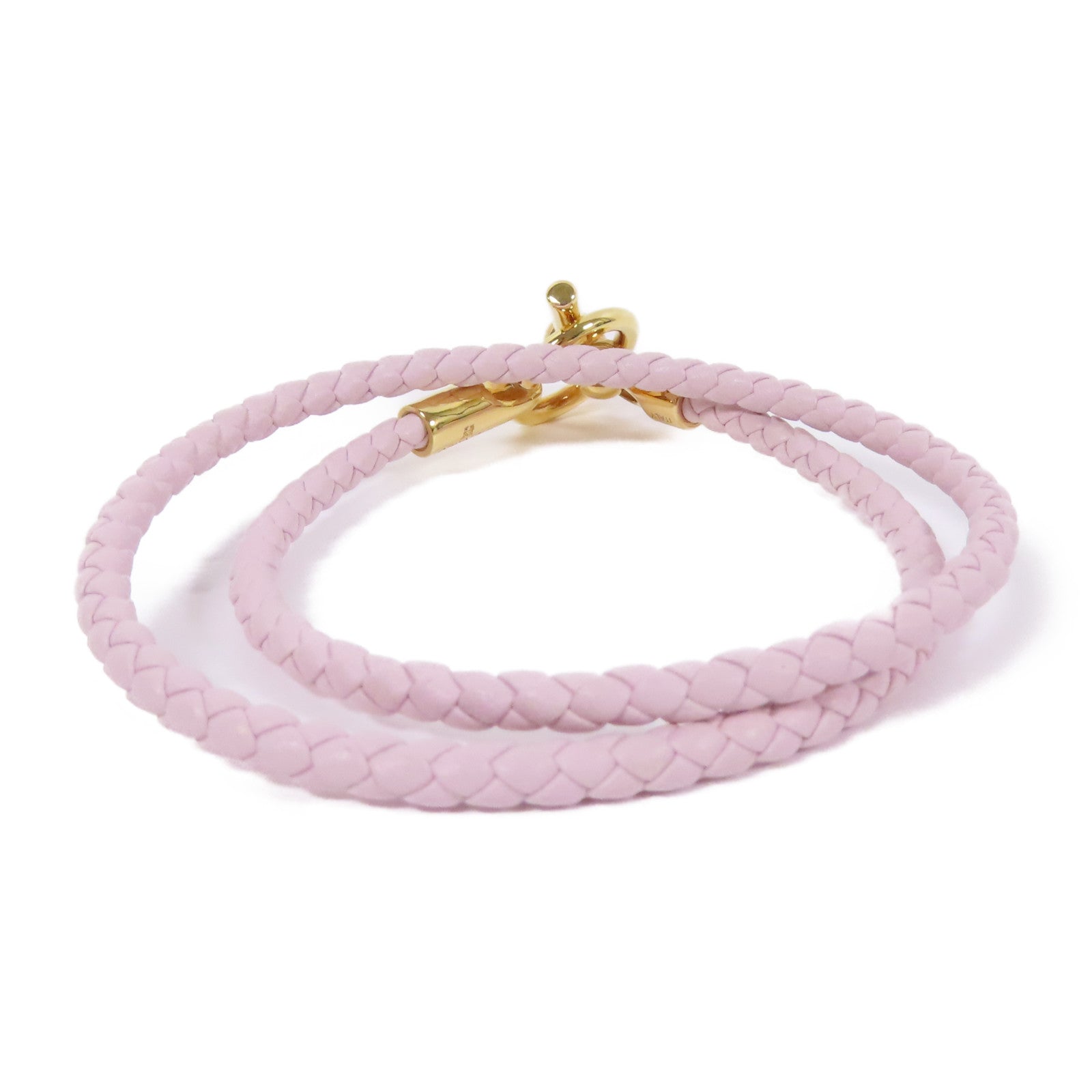 HERMES 皮革Glenan Double Tour Bracelet手鐲Mauve Pale