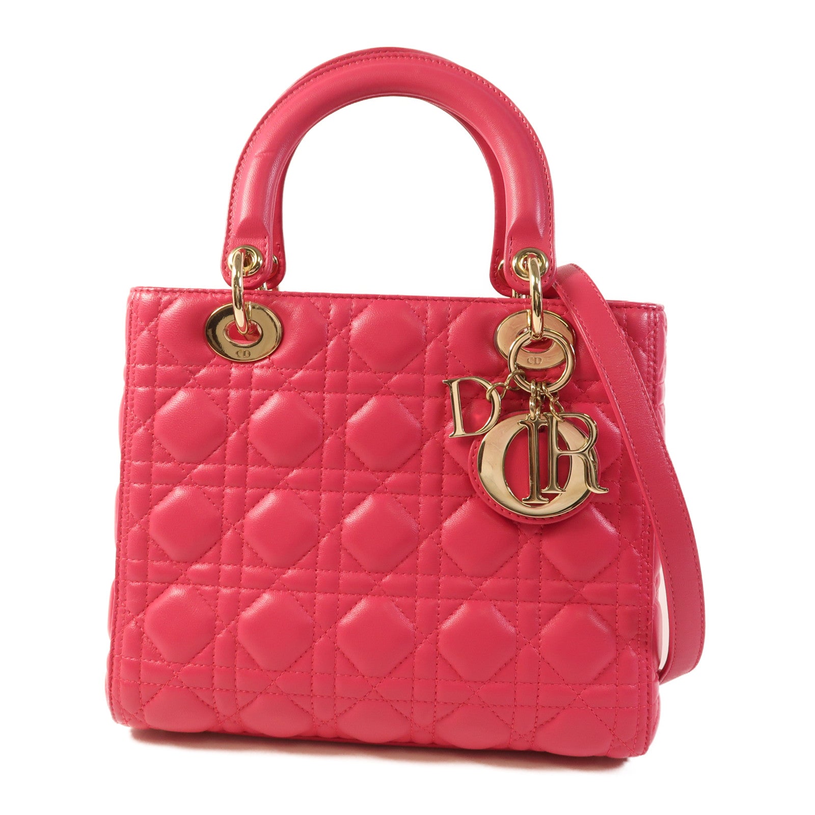 Dior 羊皮皮革Lady Dior金扣手挽肩背兩用袋
