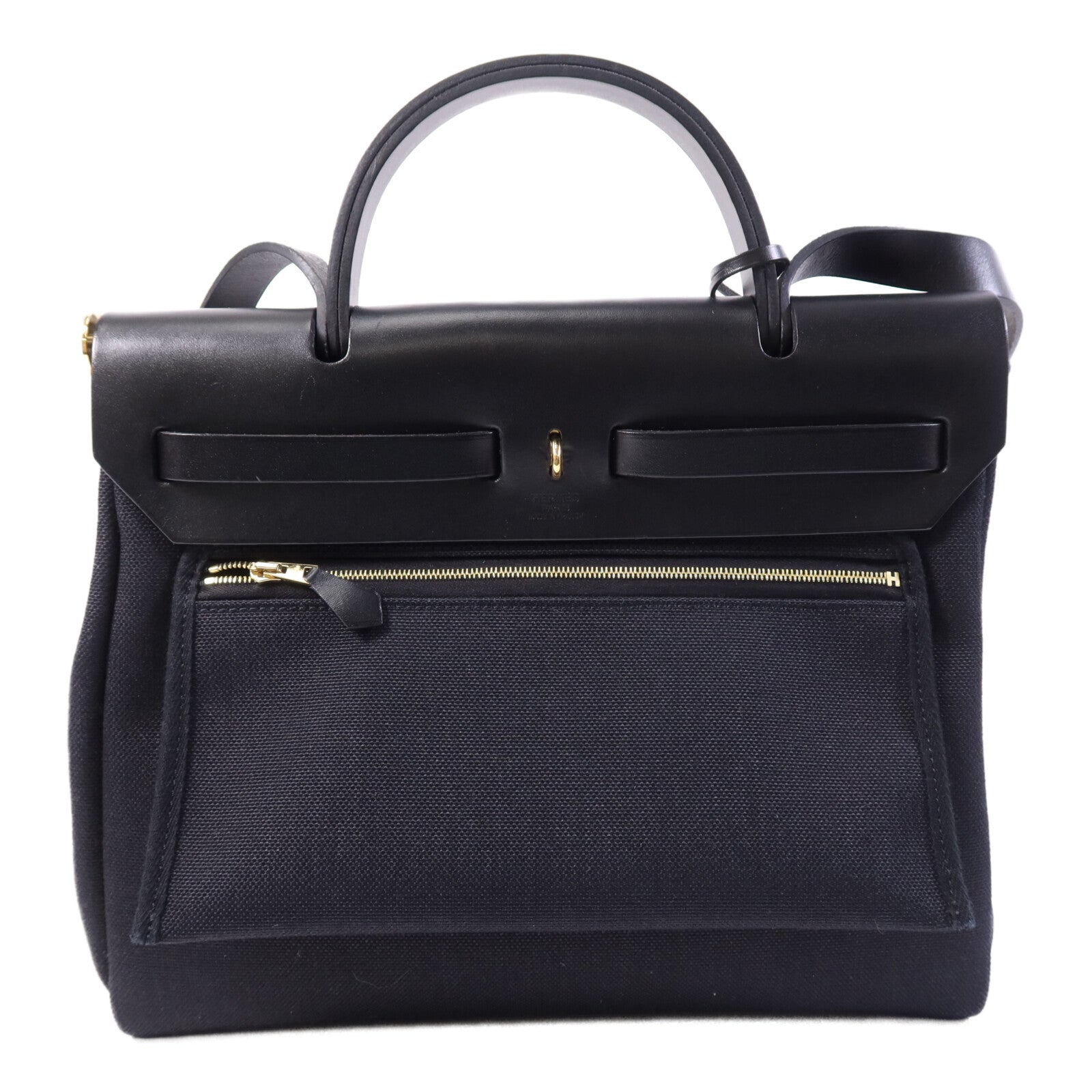 HERMES 【激減優惠】帆布Herbag PM金扣手挽肩背兩用袋Noir