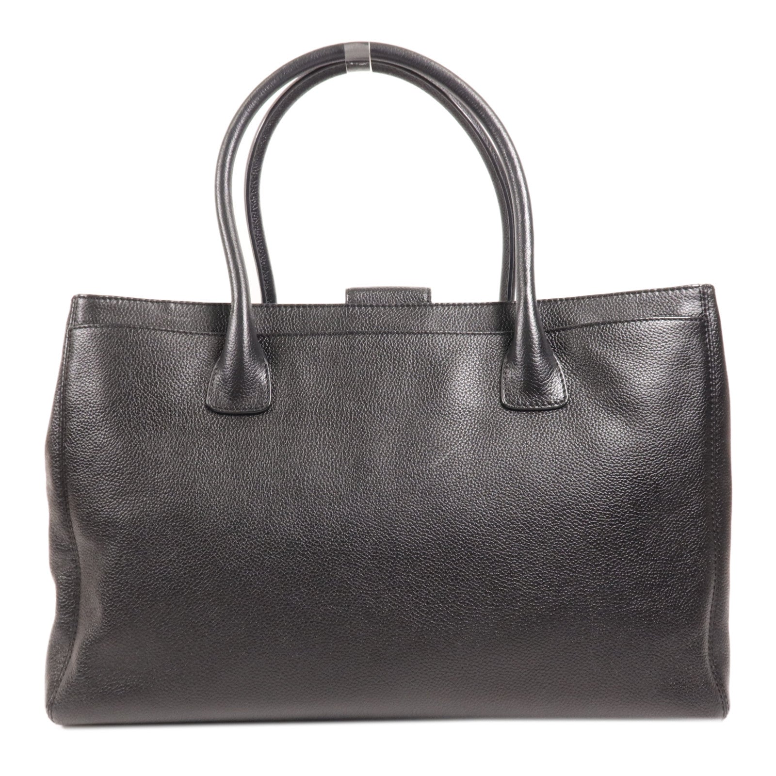 CHANEL 牛皮皮革Tote Bag銀扣手挽肩背兩用袋