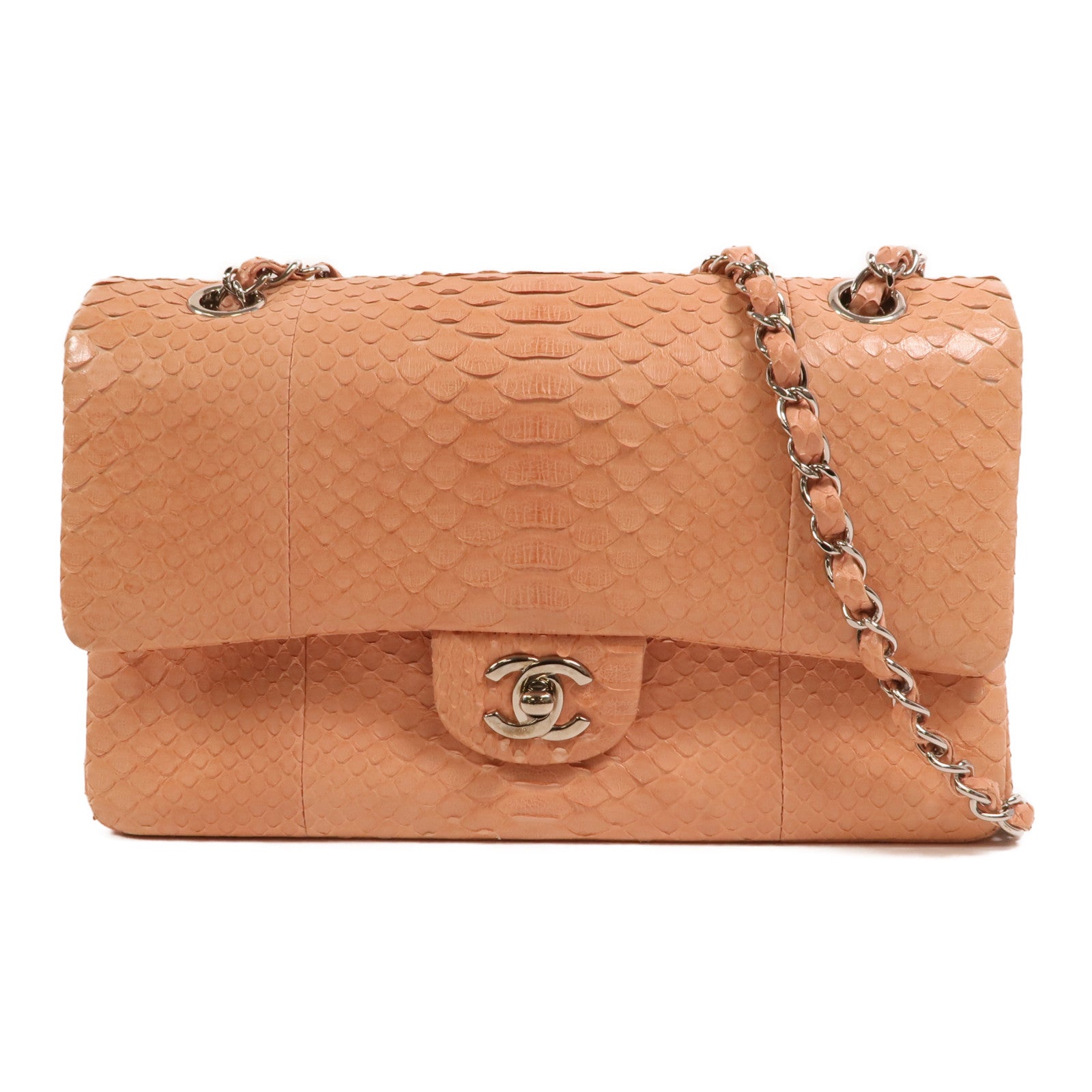 CHANEL 蛇皮皮革Classic 25銀扣鏈帶肩背袋