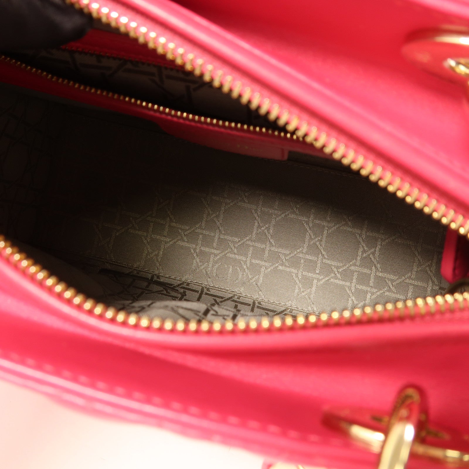 Christian Dior CD GHW Lady Dior 2 Way Shoulder Bag Lambskin Leather Pink