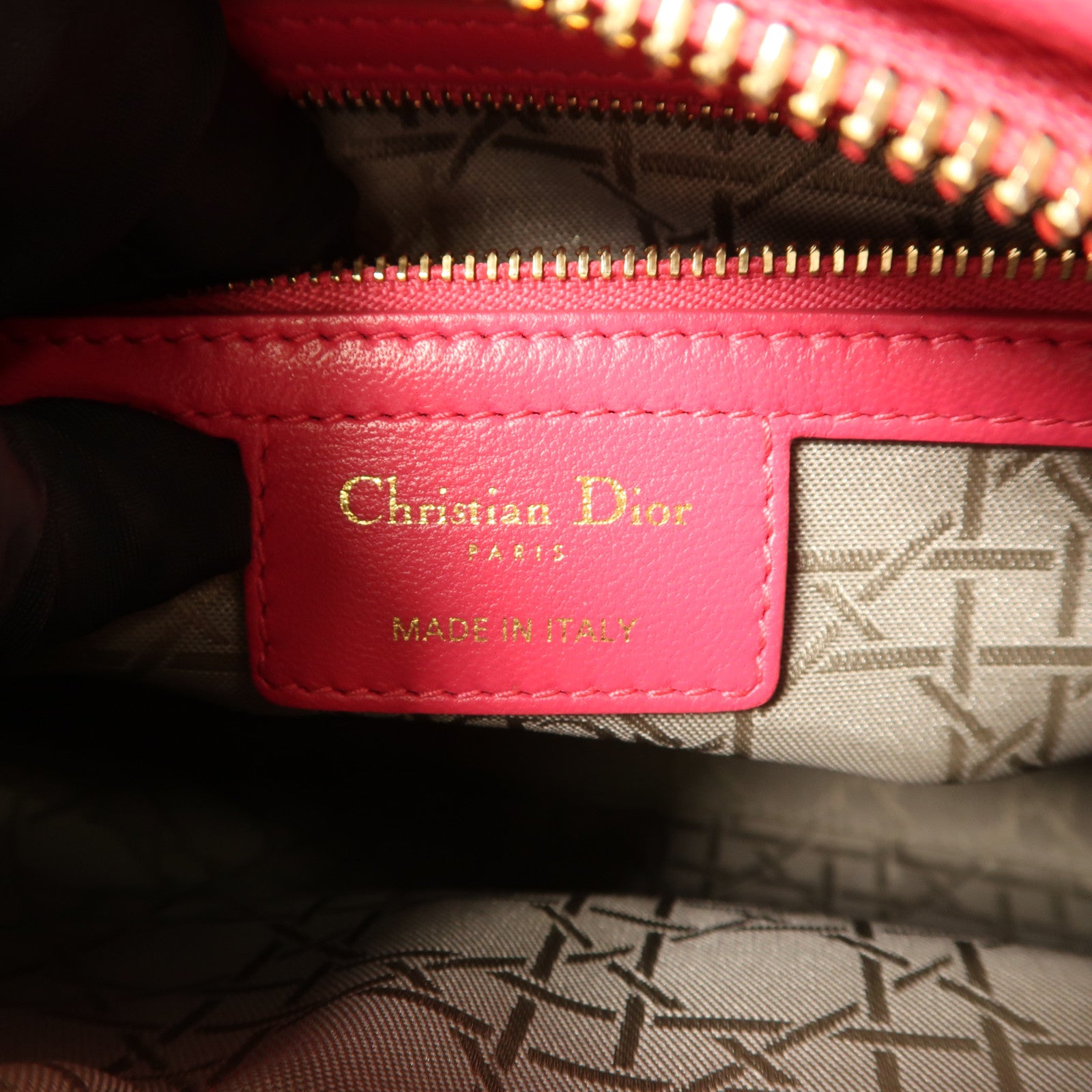 Christian Dior CD GHW Lady Dior 2 Way Shoulder Bag Lambskin Leather Pink