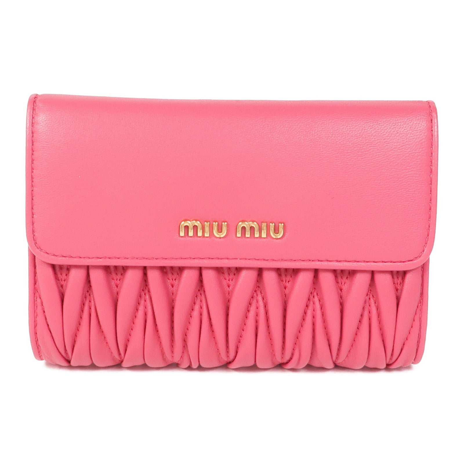 Miu Miu 牛皮皮革Matelasse金扣錢包