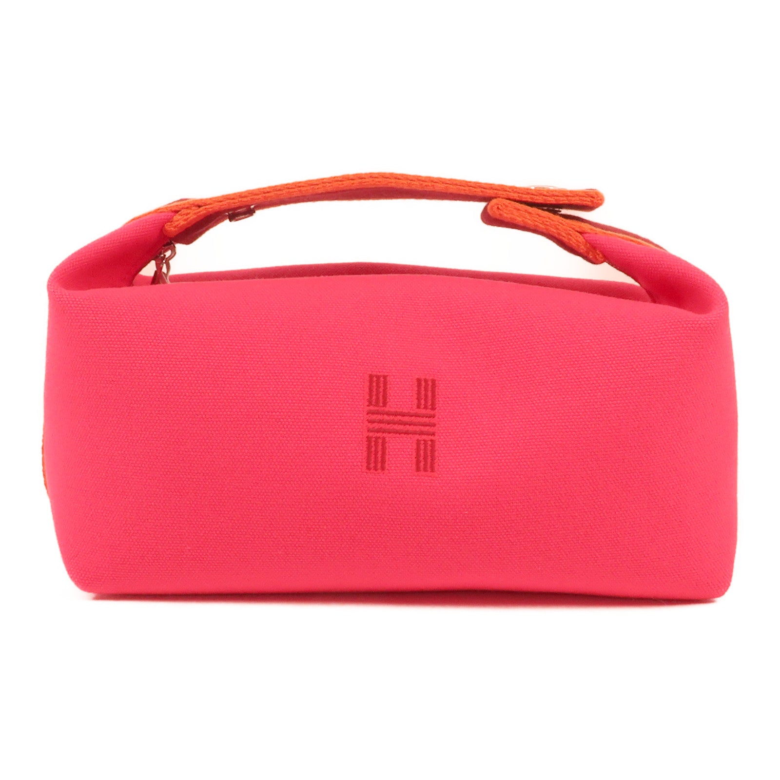 HERMES 帆布Bride a Brac銀扣手挽袋Hibiscus