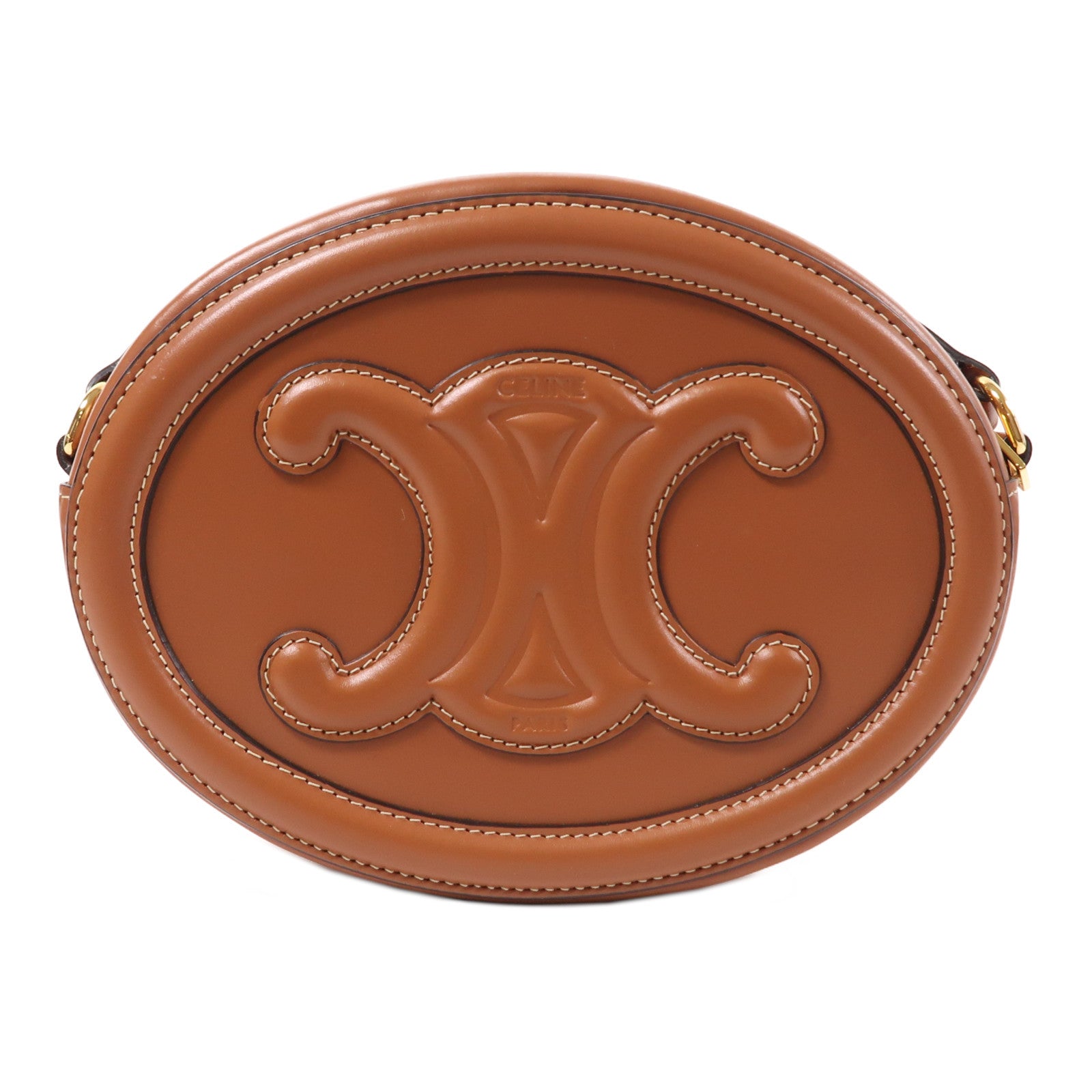CELINE 皮革Cuir Triomphe Small Oval Bag金扣肩背袋