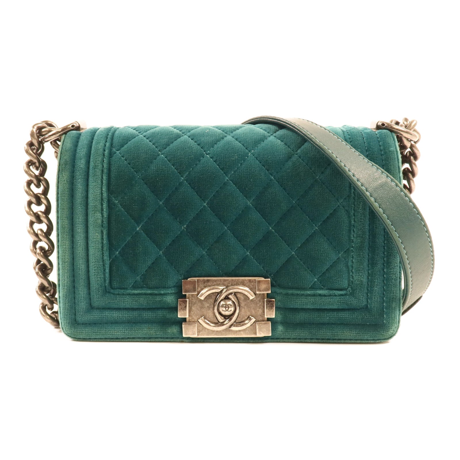 CHANEL Velvet Boy 20銀扣肩背袋