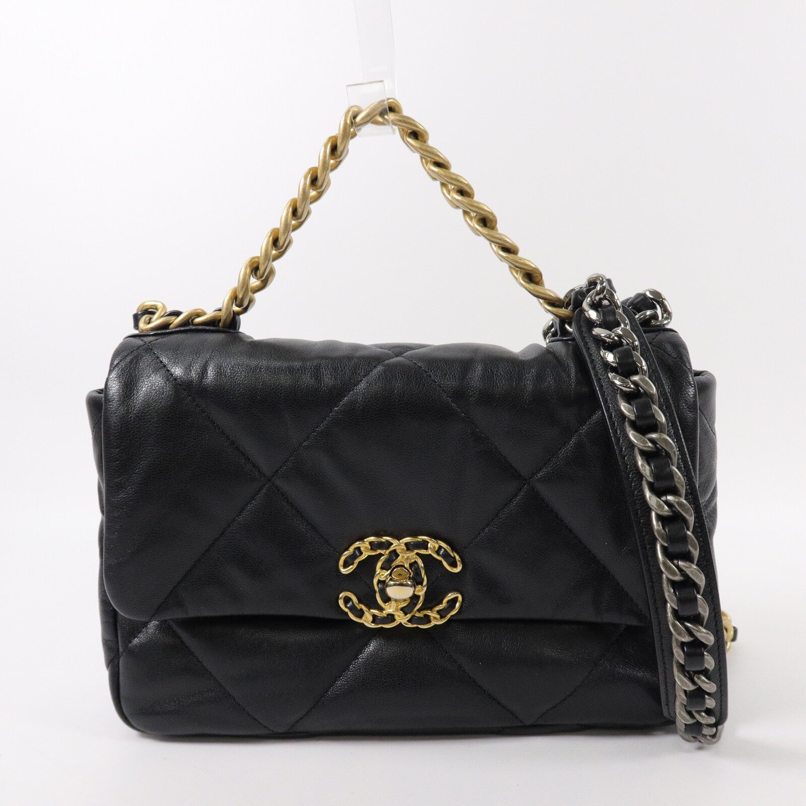 CHANEL 羊皮皮革C19 Small手挽肩背兩用袋