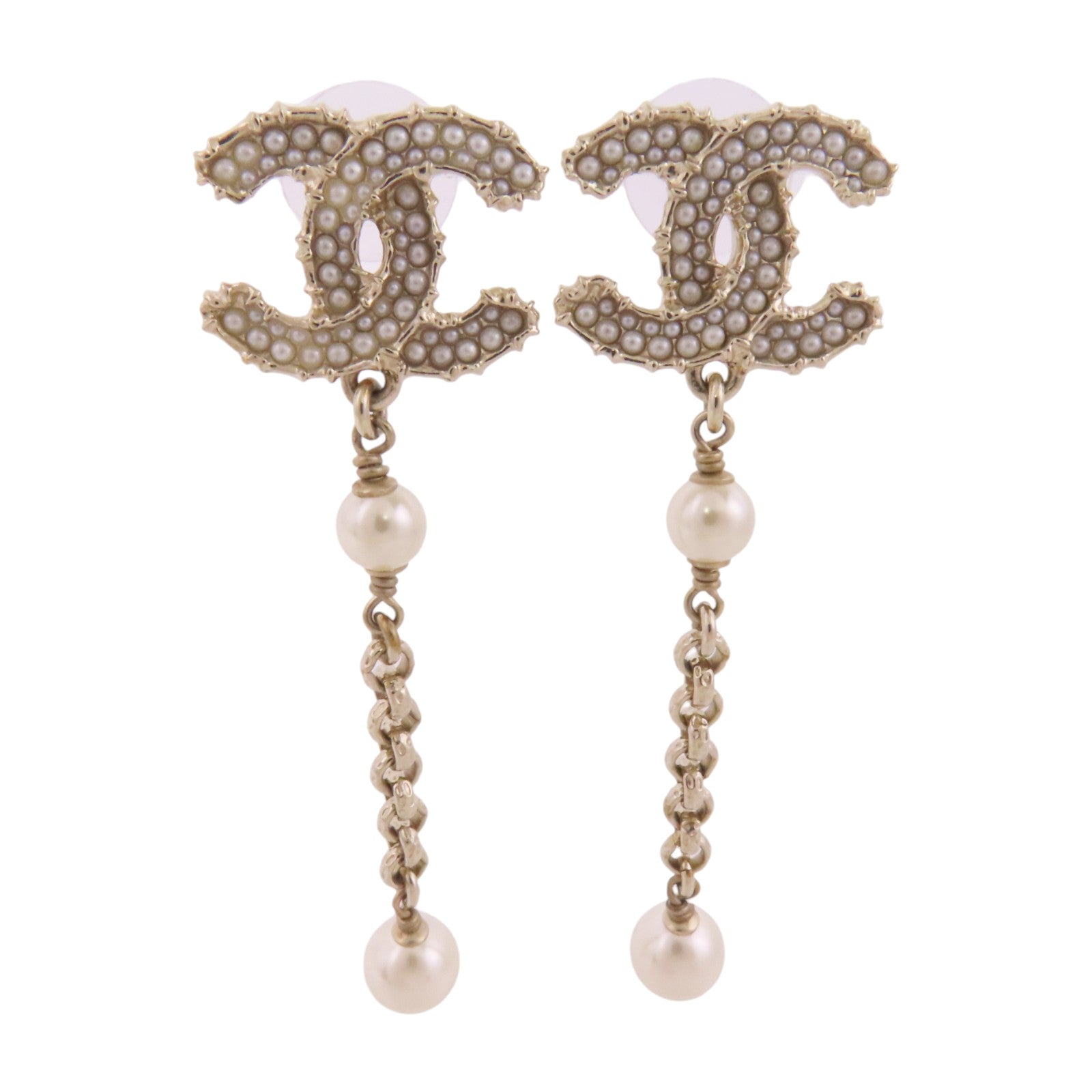 CHANEL 金屬/仿珍珠Earrings銀扣耳環