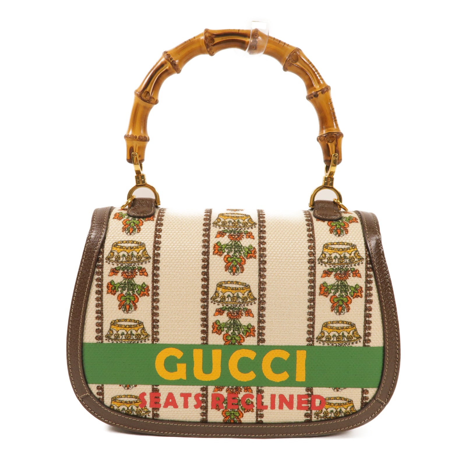 GUCCI GG 100th anniversary Bamboo Bag 2 way Shoulder Bag Canvas Brown/White