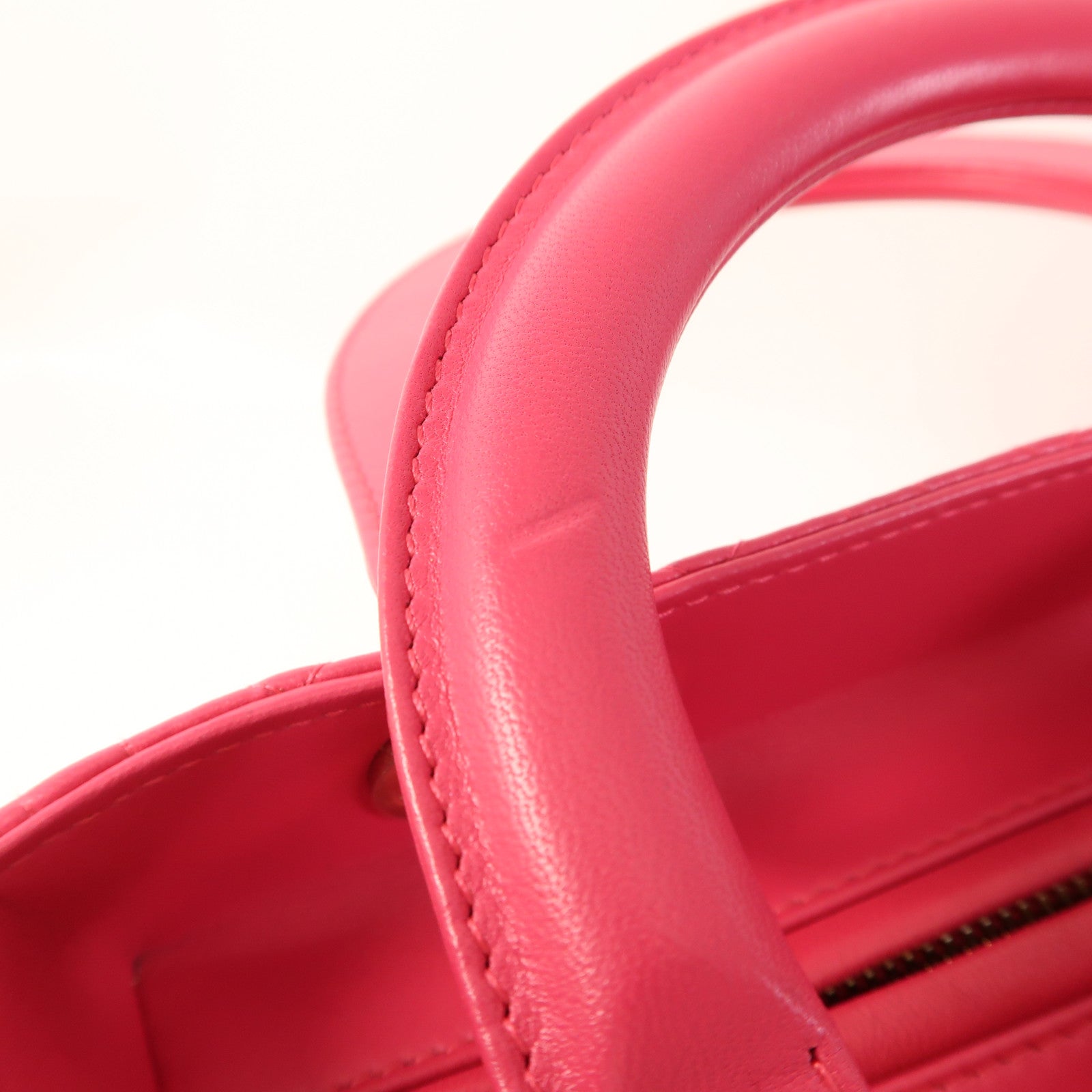 Christian Dior CD GHW Lady Dior 2 Way Shoulder Bag Lambskin Leather Pink