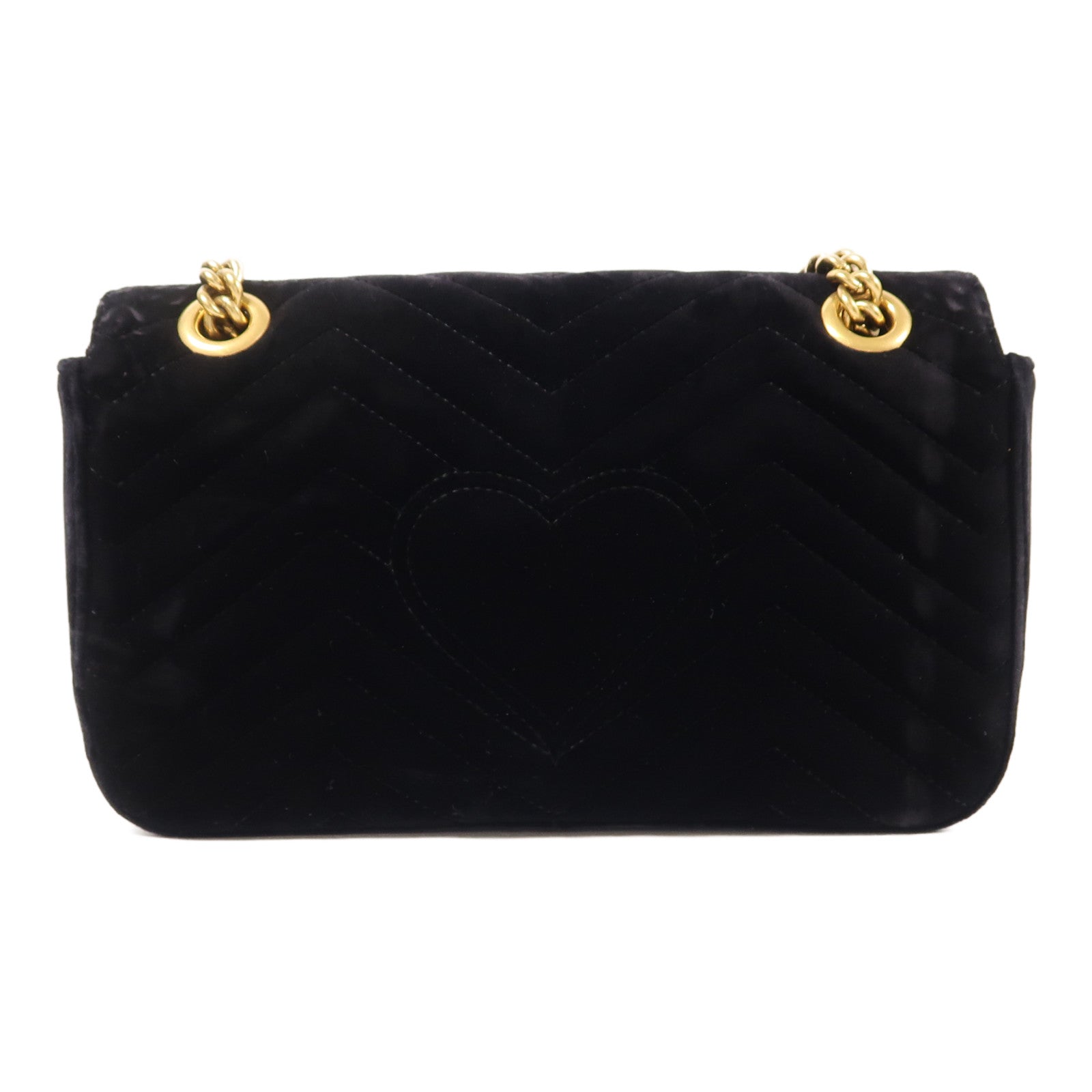 GUCCI Velvet GG Marmont Shoulder Bag金扣鏈帶肩背袋