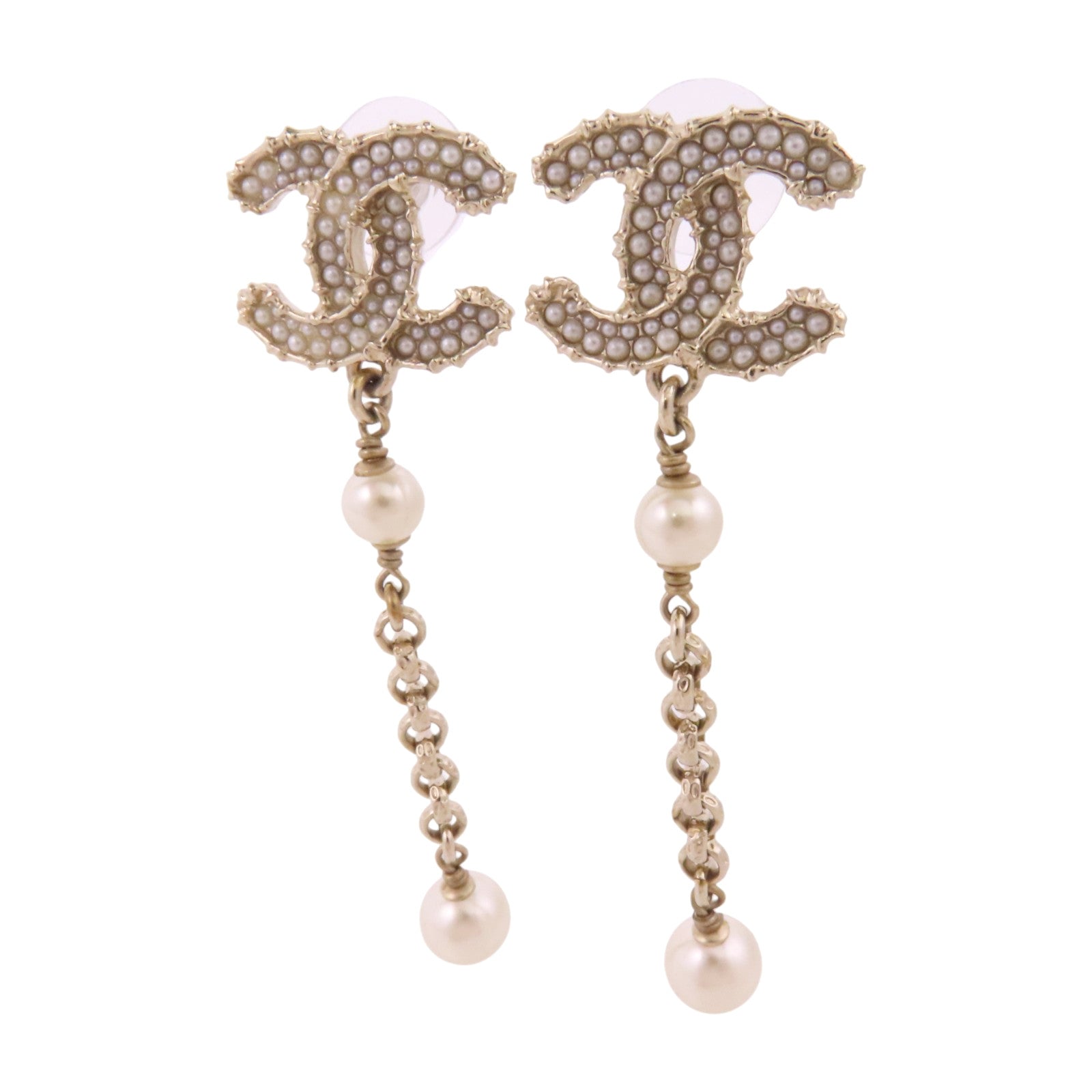 CHANEL 金屬/仿珍珠Earrings銀扣耳環