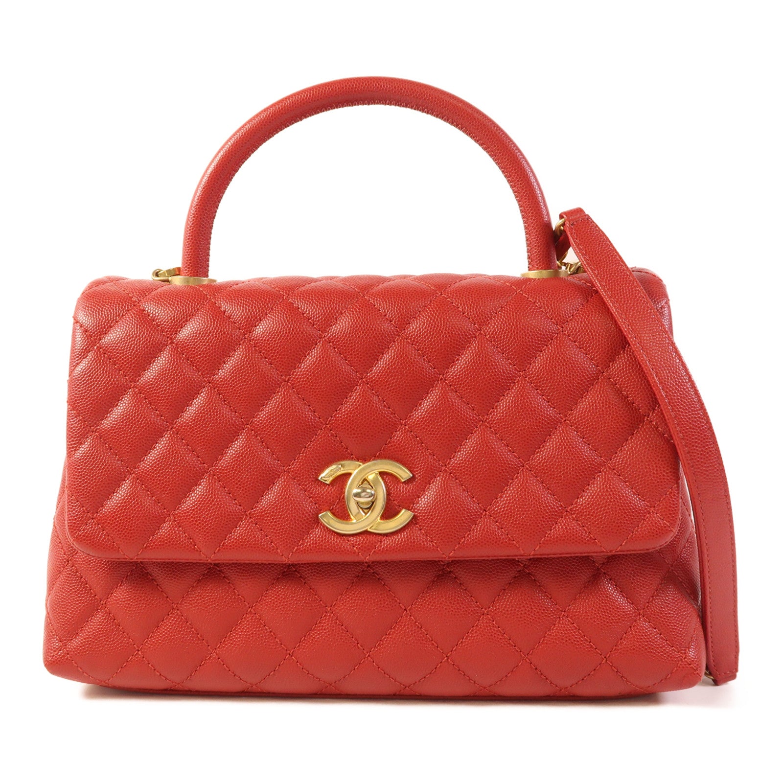 CHANEL 牛皮皮革Coco Handle Medium金扣手挽肩背兩用袋