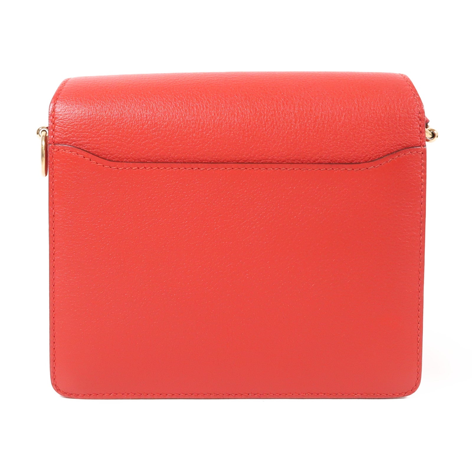 HERMES GHW Mini Roulis Shoulder Bag Evercolor Leather S3 Rouge De Coeur