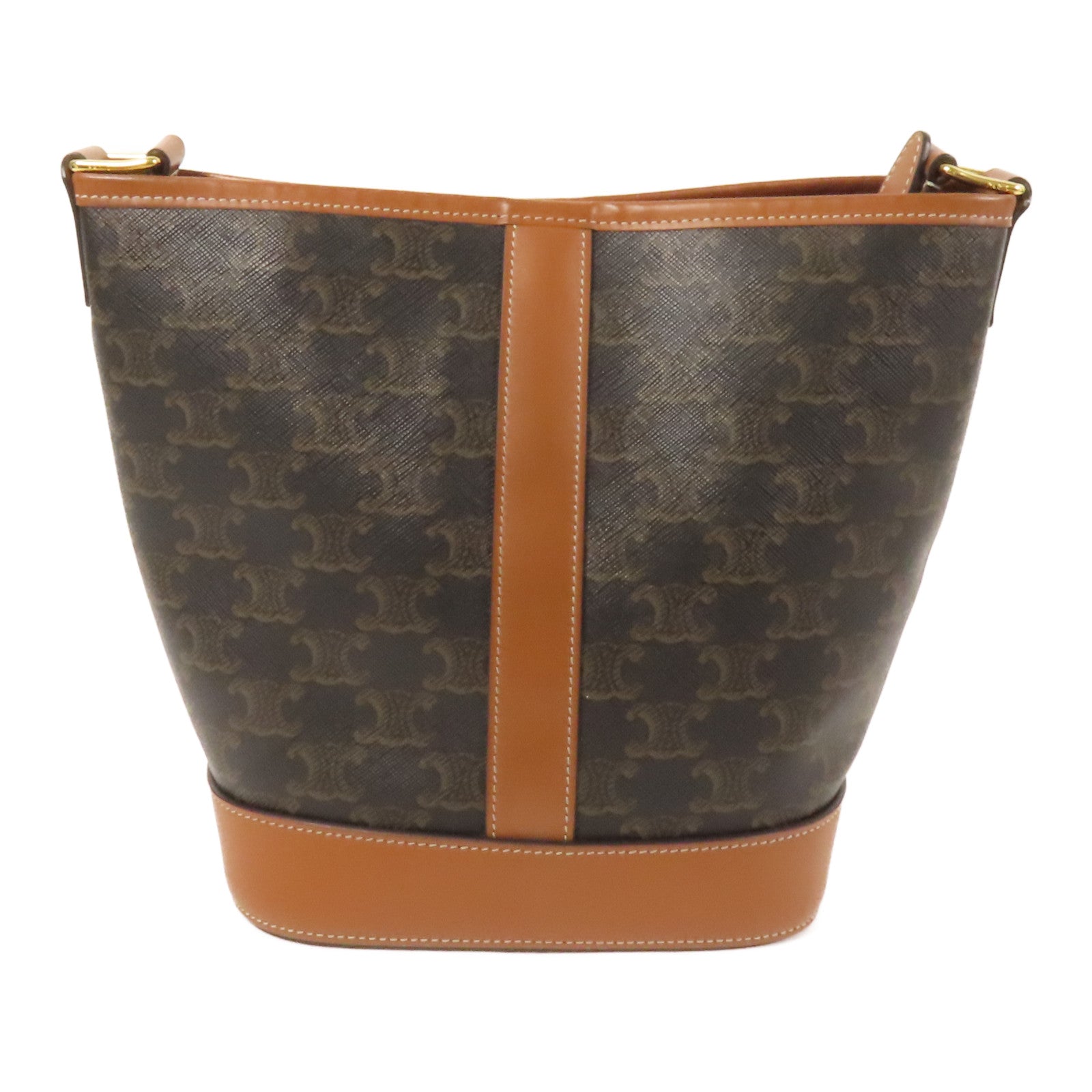 CELINE 塗層帆布Triomphe Bucket金扣肩背袋