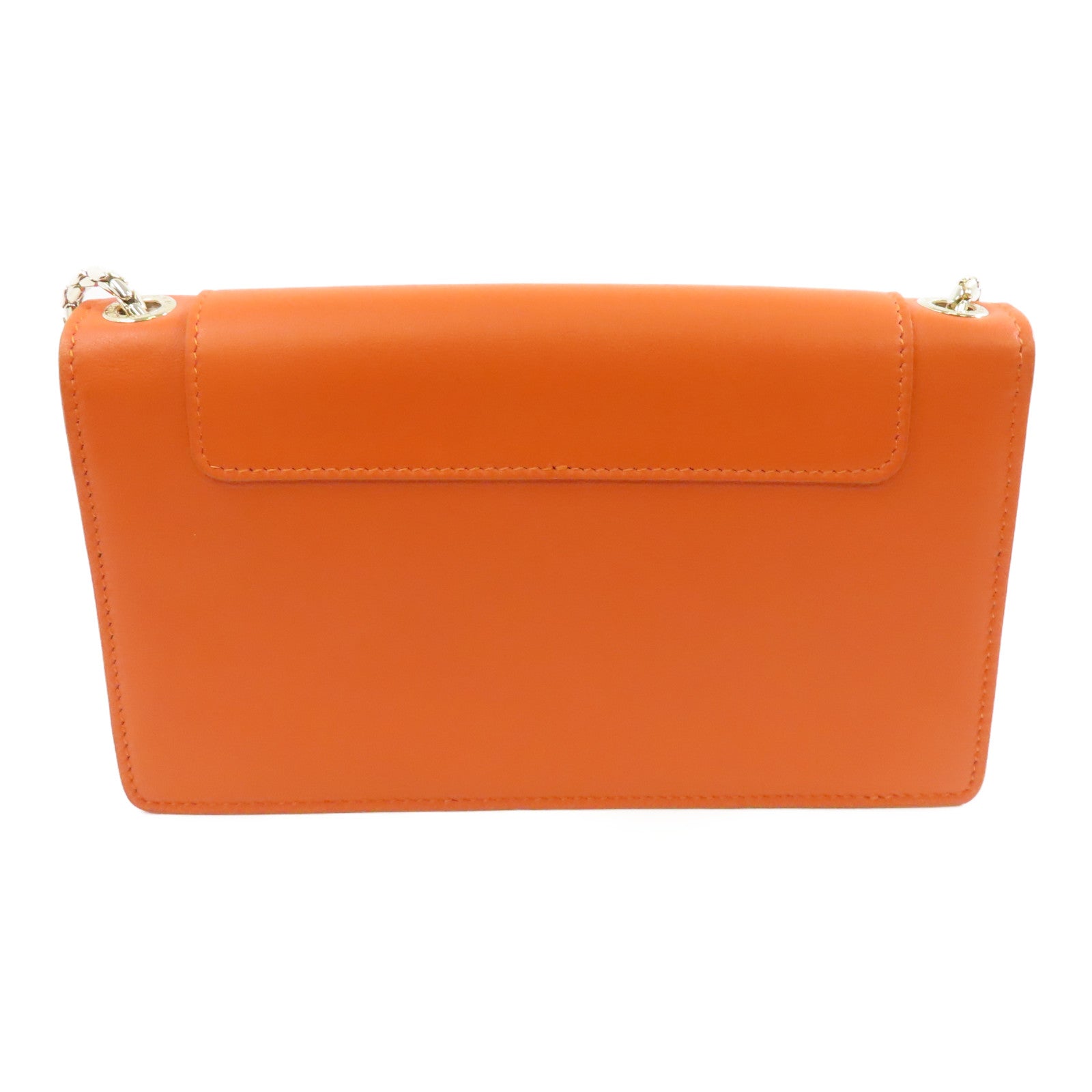 BVLGARI 【激減優惠】牛皮皮革Chain Shoulder金扣鏈帶肩背袋橙色