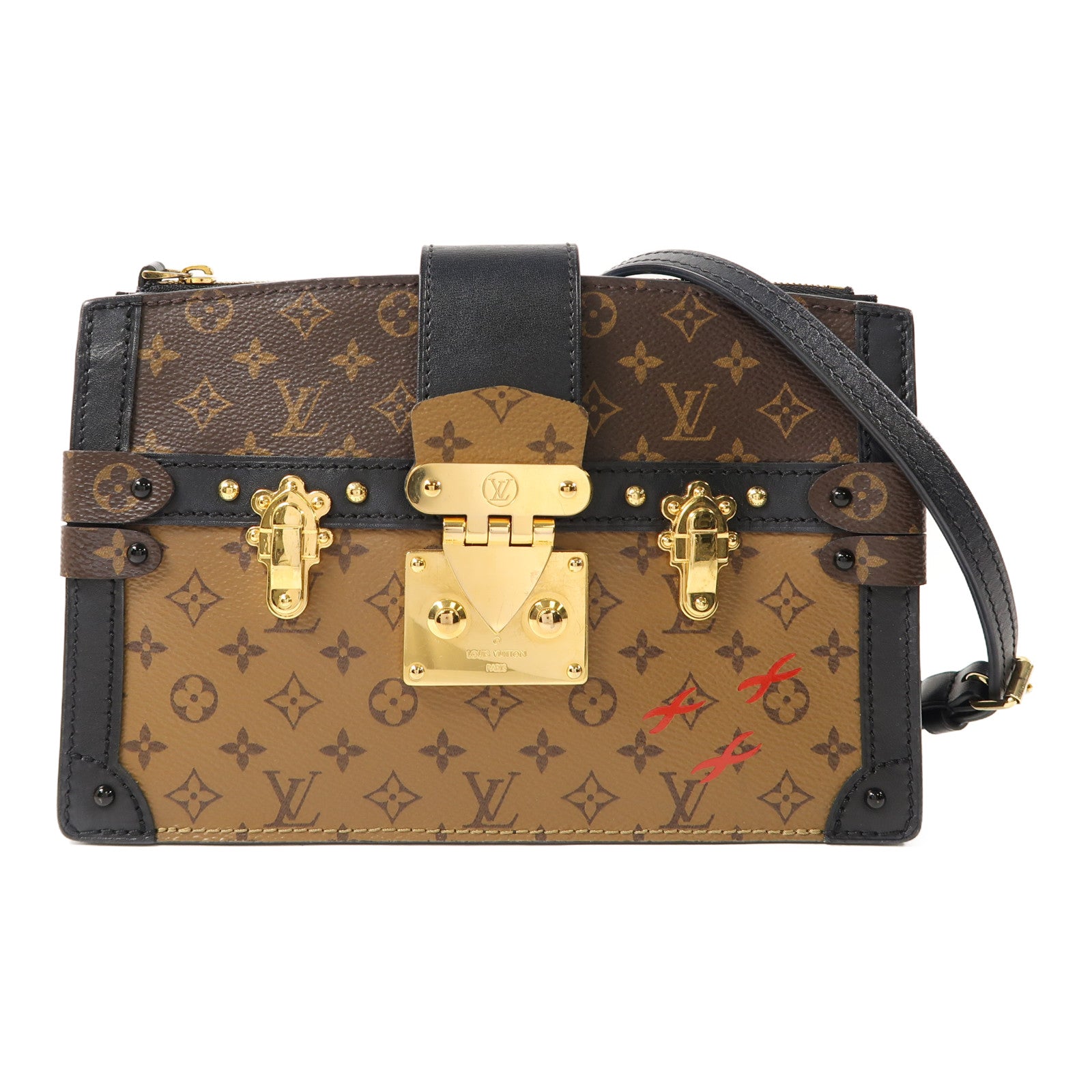 LOUIS VUITTON 【激減優惠】Monogram Trunk Clutch金扣肩背袋啡色