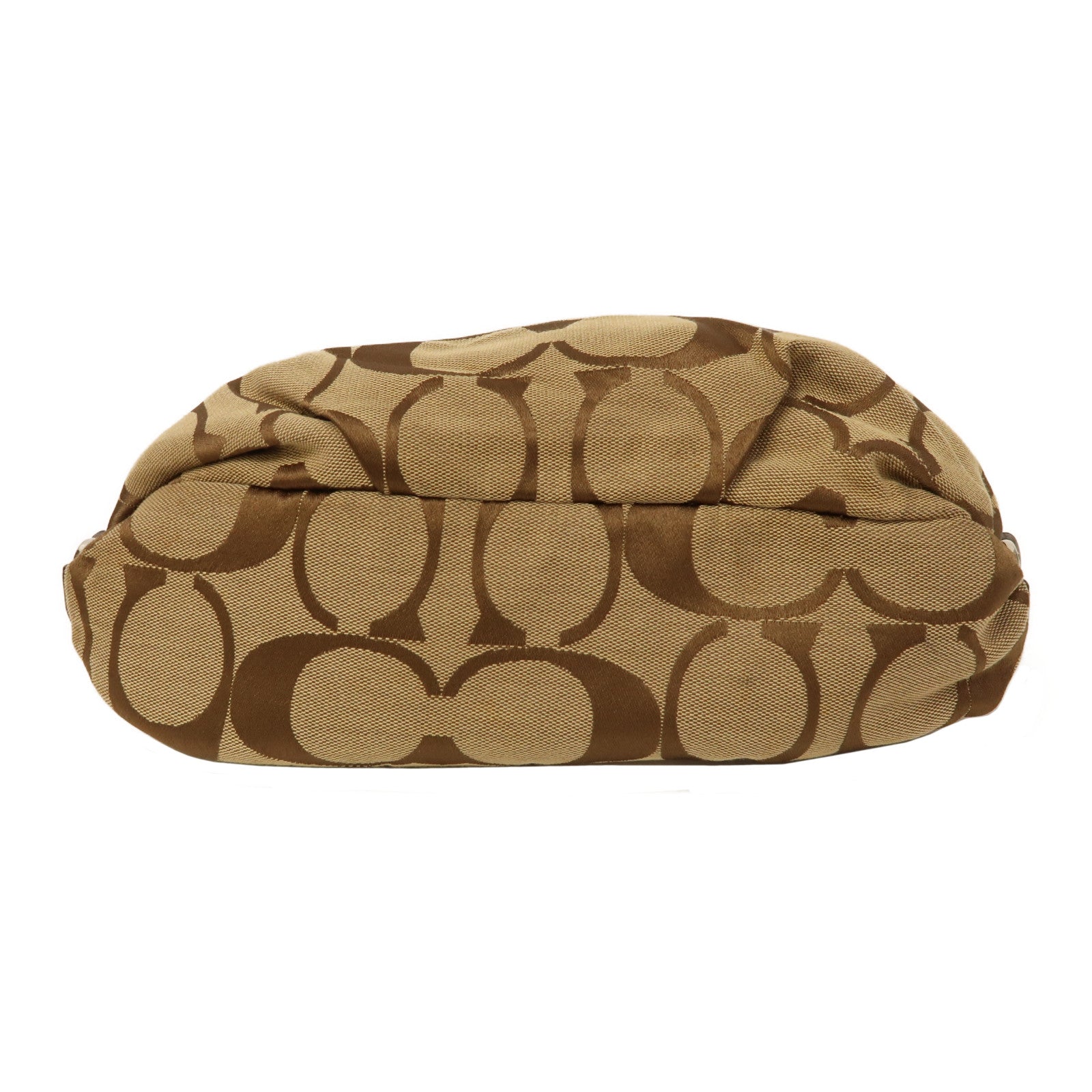 COACH 帆布Shoulder Bag銀扣肩背袋啡色