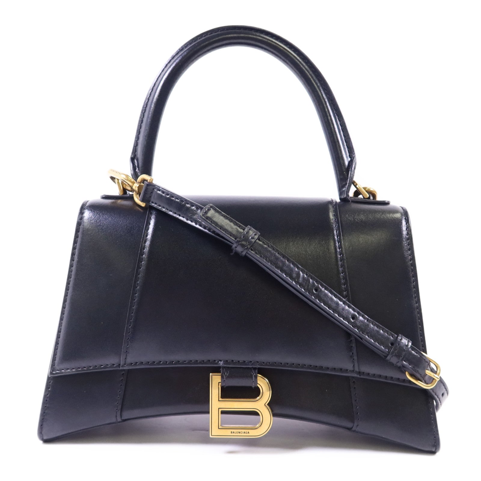 BALENCIAGA 【激減優惠】牛皮皮革Hourglass Small Top Handle金扣手挽肩背兩用袋