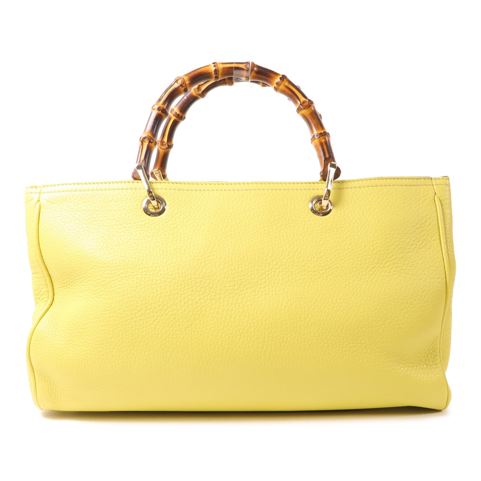GUCCI GG Bamboo 2 Way Shoulder Bag Leather Yellow 323660