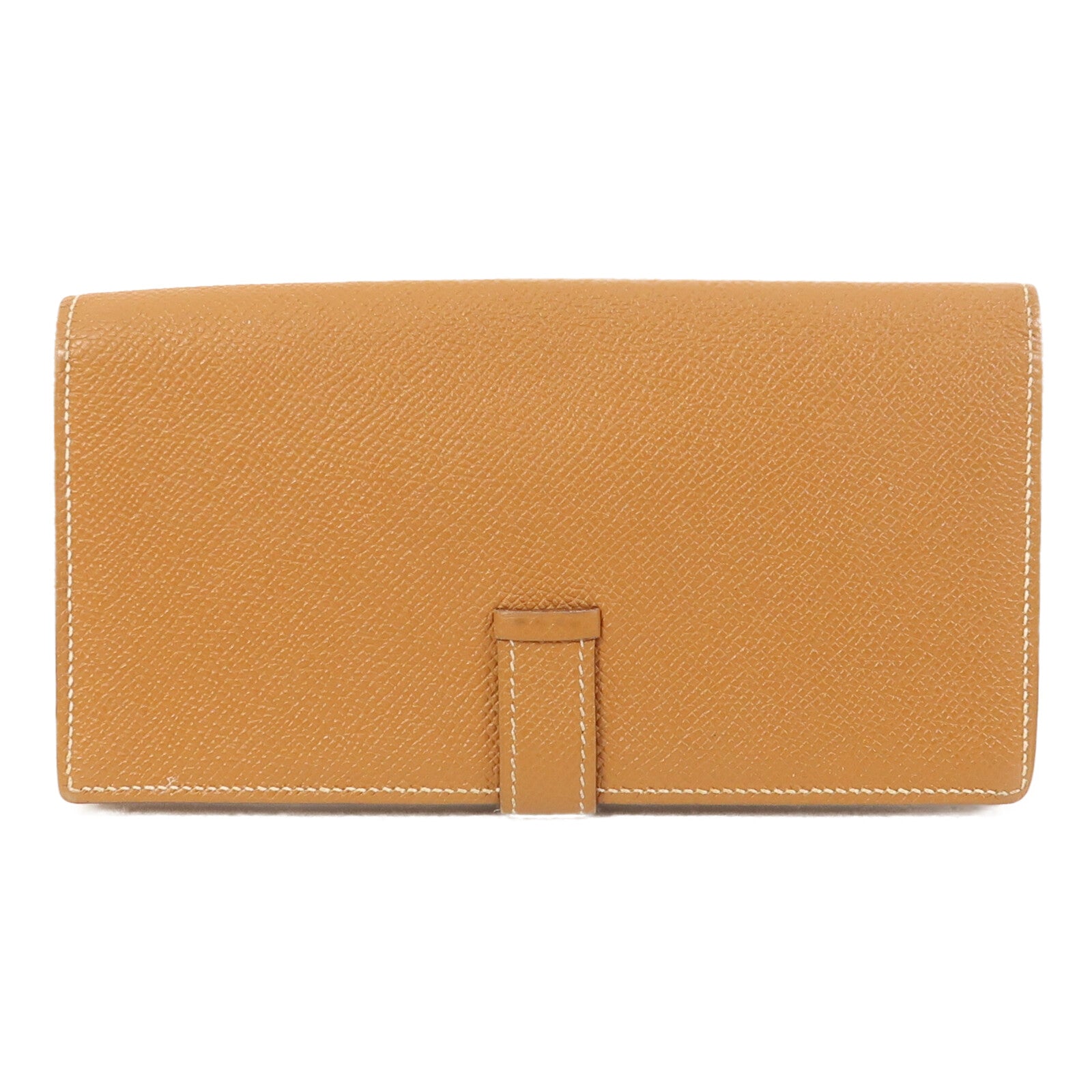 HERMES 【激減優惠】Epsom皮革Bearn W Snap Wallet銀扣長錢包Gold