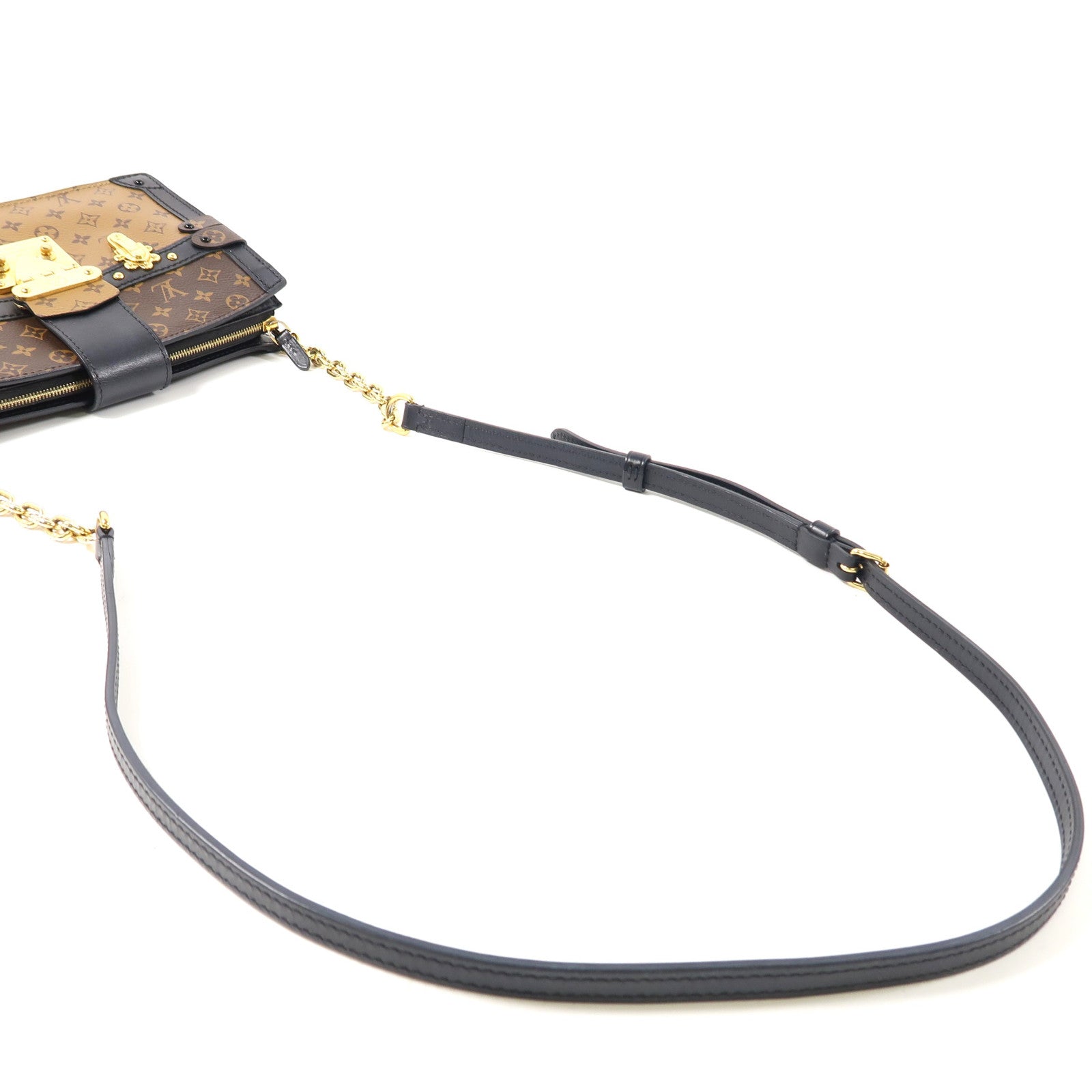 LOUIS VUITTON 【激減優惠】Monogram Trunk Clutch金扣肩背袋啡色