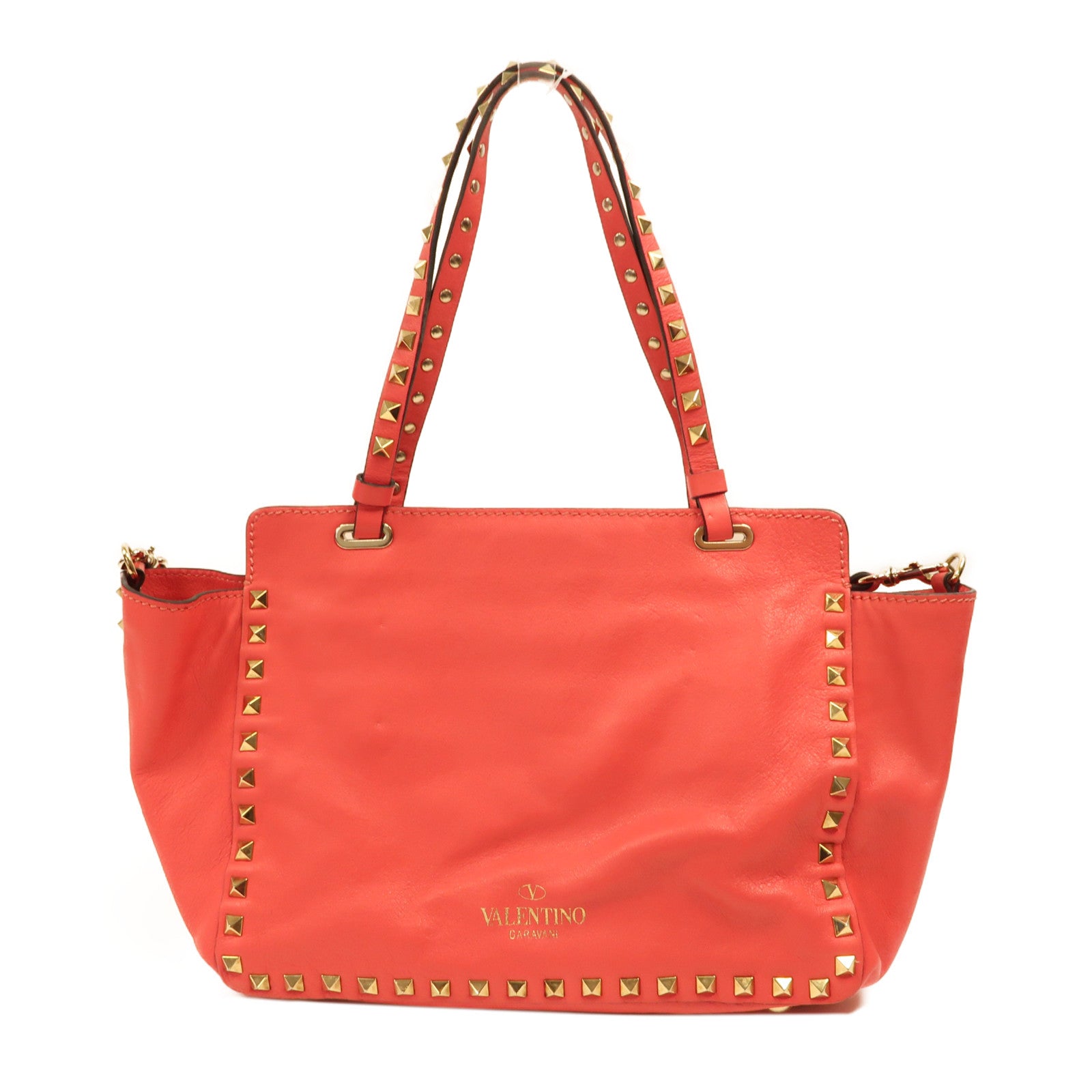 Valentino 牛皮皮革Shoulder Bag金扣手挽肩背兩用袋粉紅色