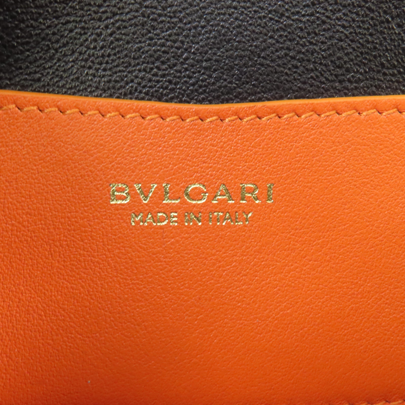 BVLGARI 【激減優惠】牛皮皮革Chain Shoulder金扣鏈帶肩背袋橙色