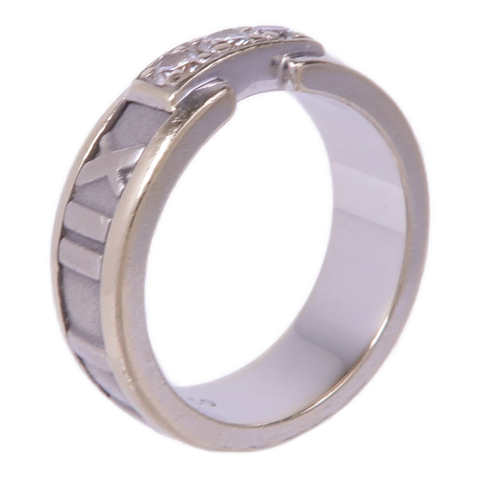 TIFFANY&CO 18K白金Vintage Atlas Ring With Diamonds鑽石戒指US#4