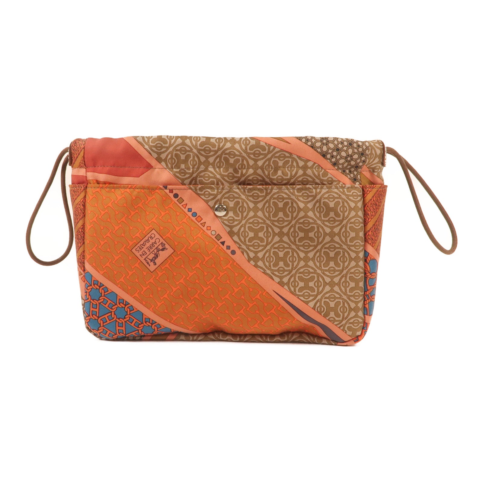 HERMES 絲質/牛皮皮革Fourbi 20手拿包橙色