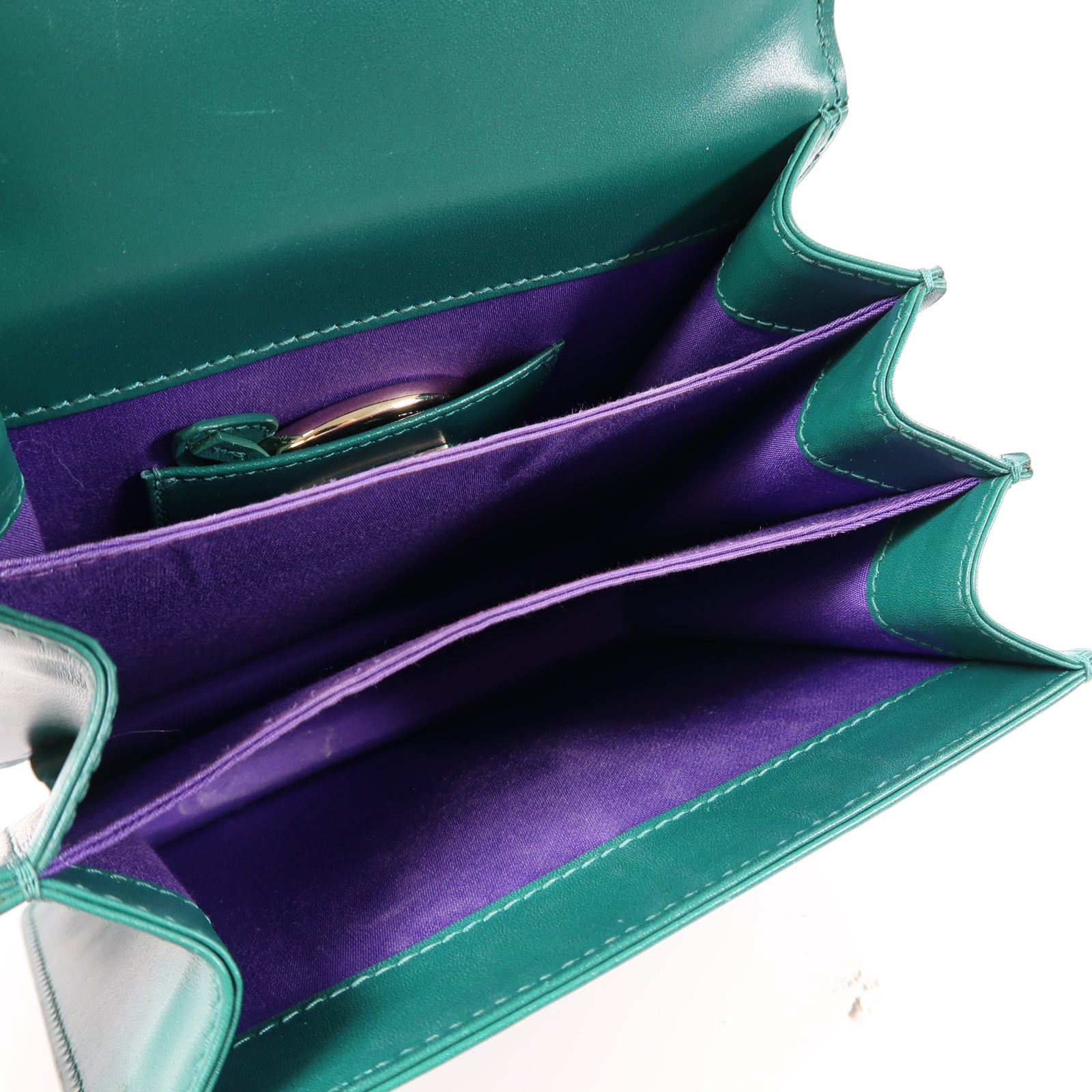 BVLGARI 【激減優惠】牛皮皮革/魔鬼魚皮革Serpenti Forever金扣手挽肩背兩用袋綠色