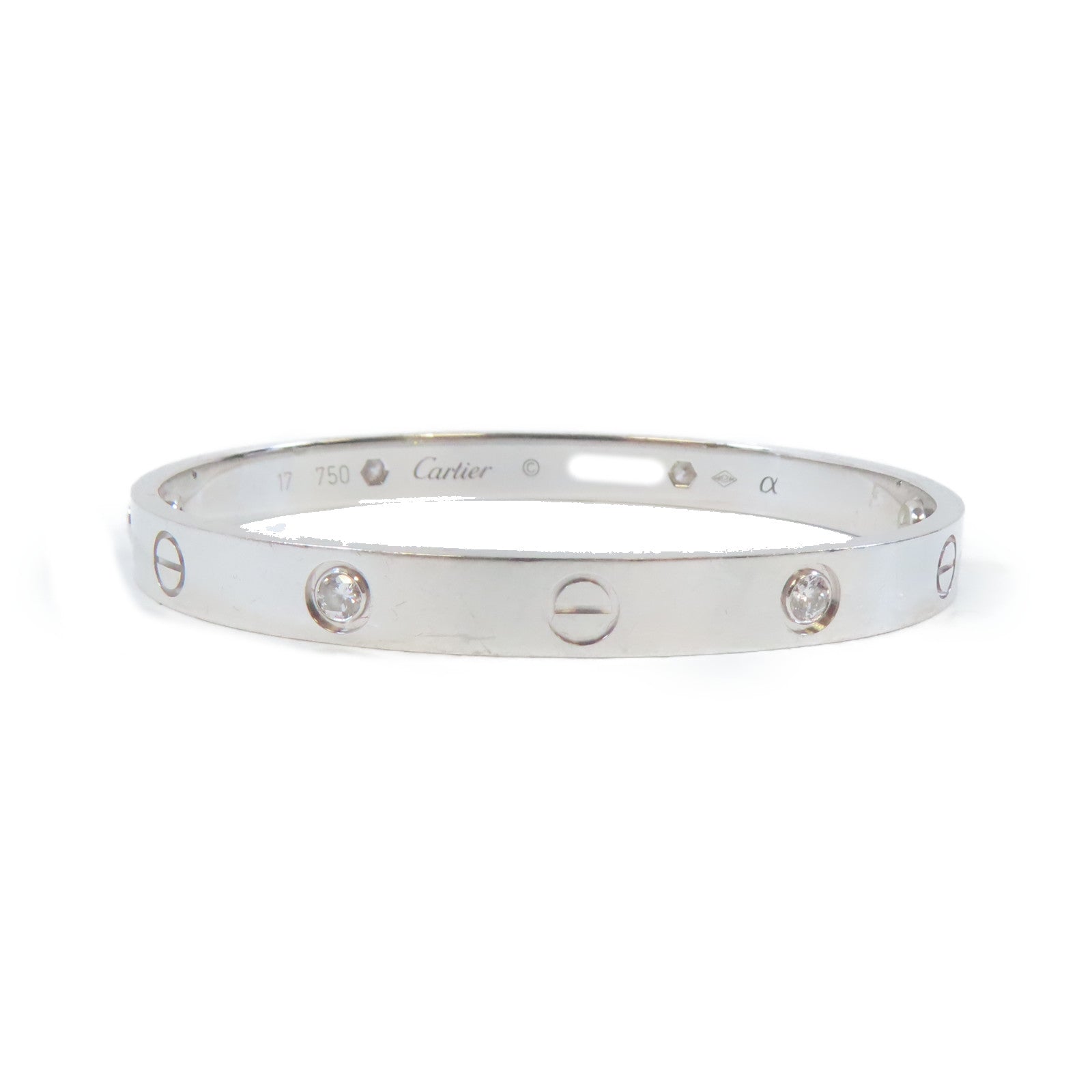 CARTIER (PRICE DOWN) 4 Diamonds Love Bangle 18K White Gold Cartier #17 #16.25cm