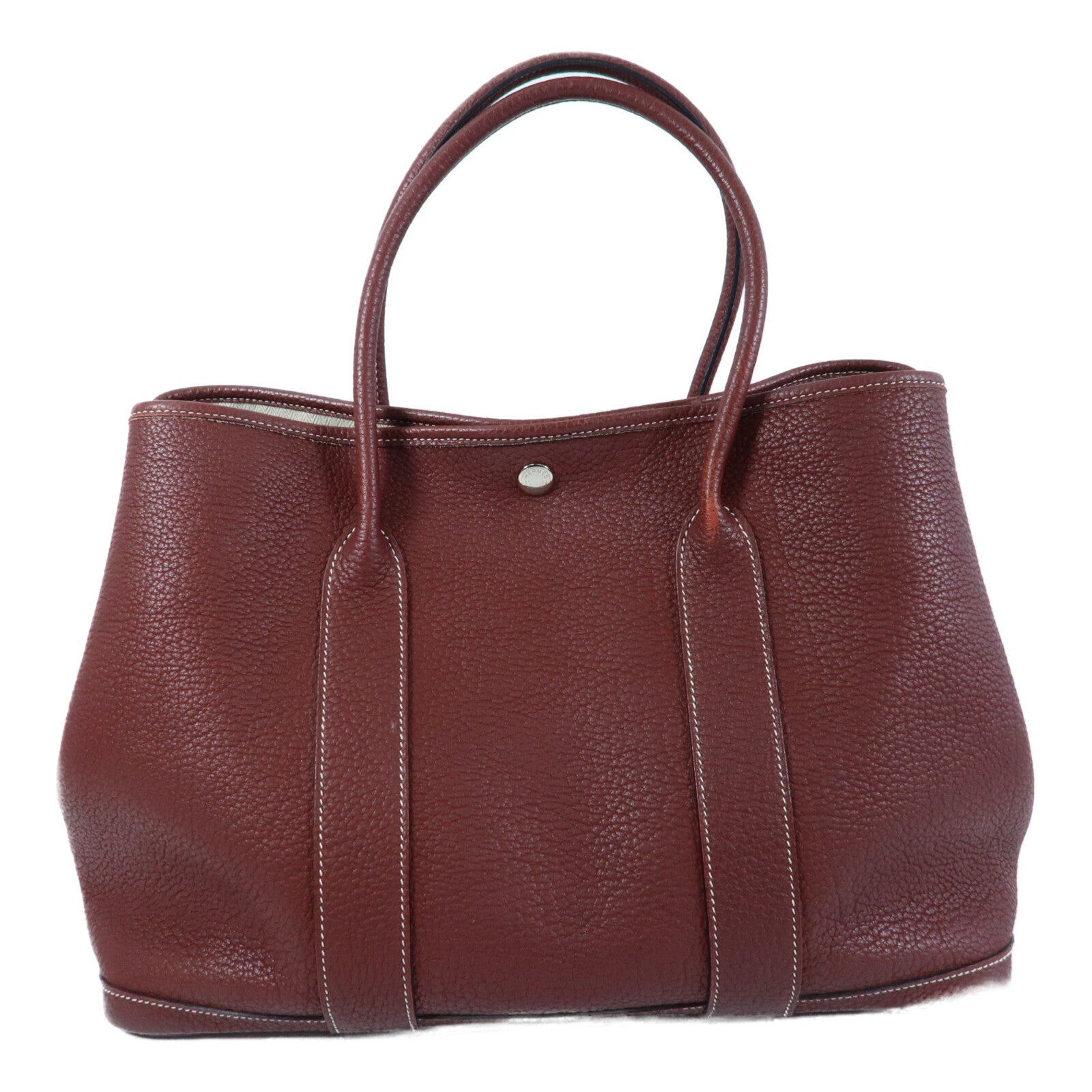 HERMES Negonda皮革Garden Party PM銀扣手挽袋Rouge H
