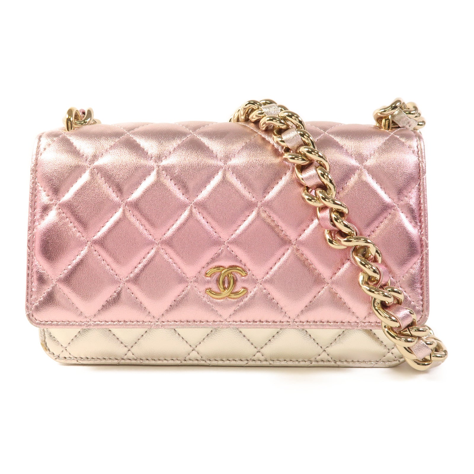 CHANEL 羊皮皮革Wallet on Chain金扣鏈帶肩背袋