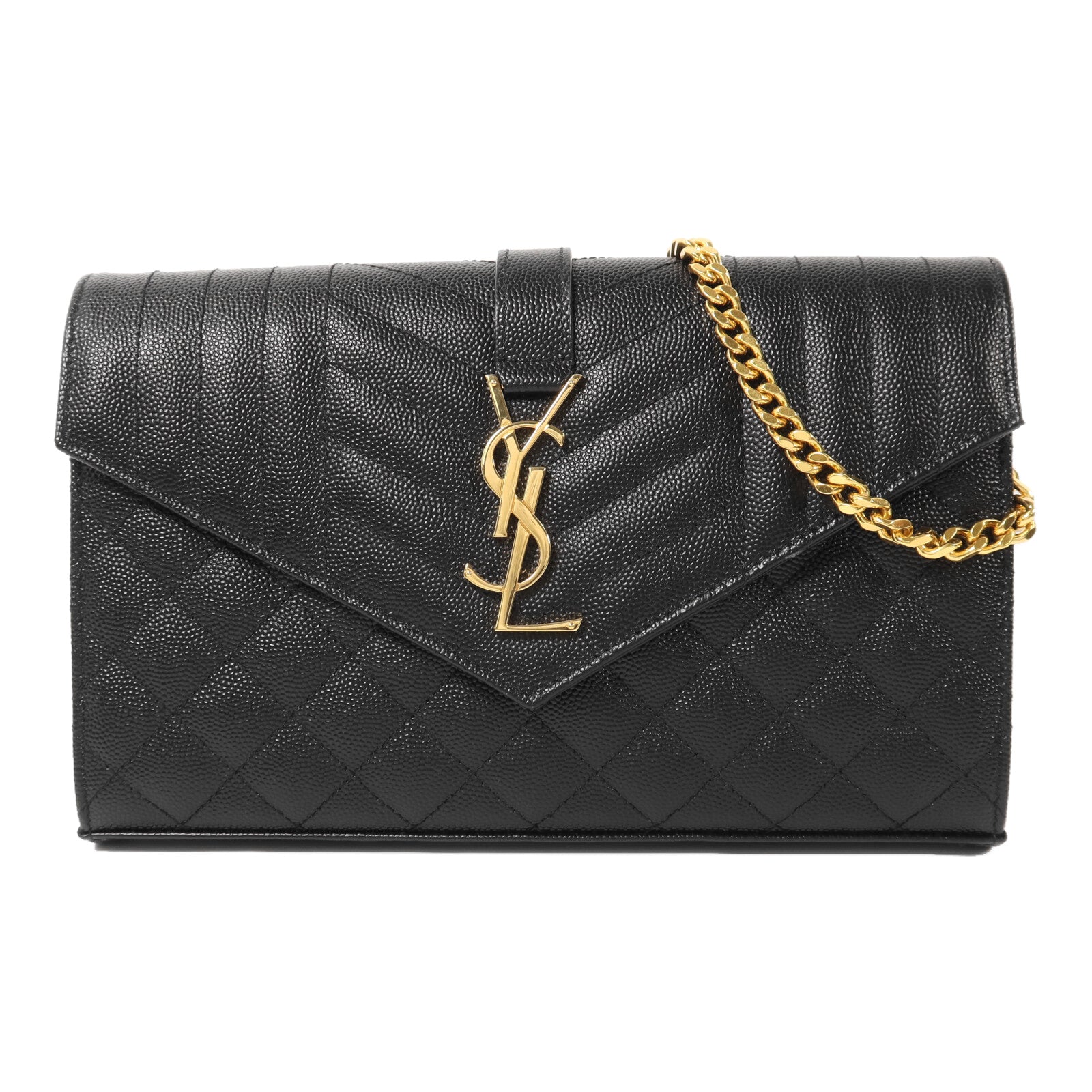 YVES SAINT LAURENT 牛皮皮革Envelope Small金扣鏈帶肩背袋