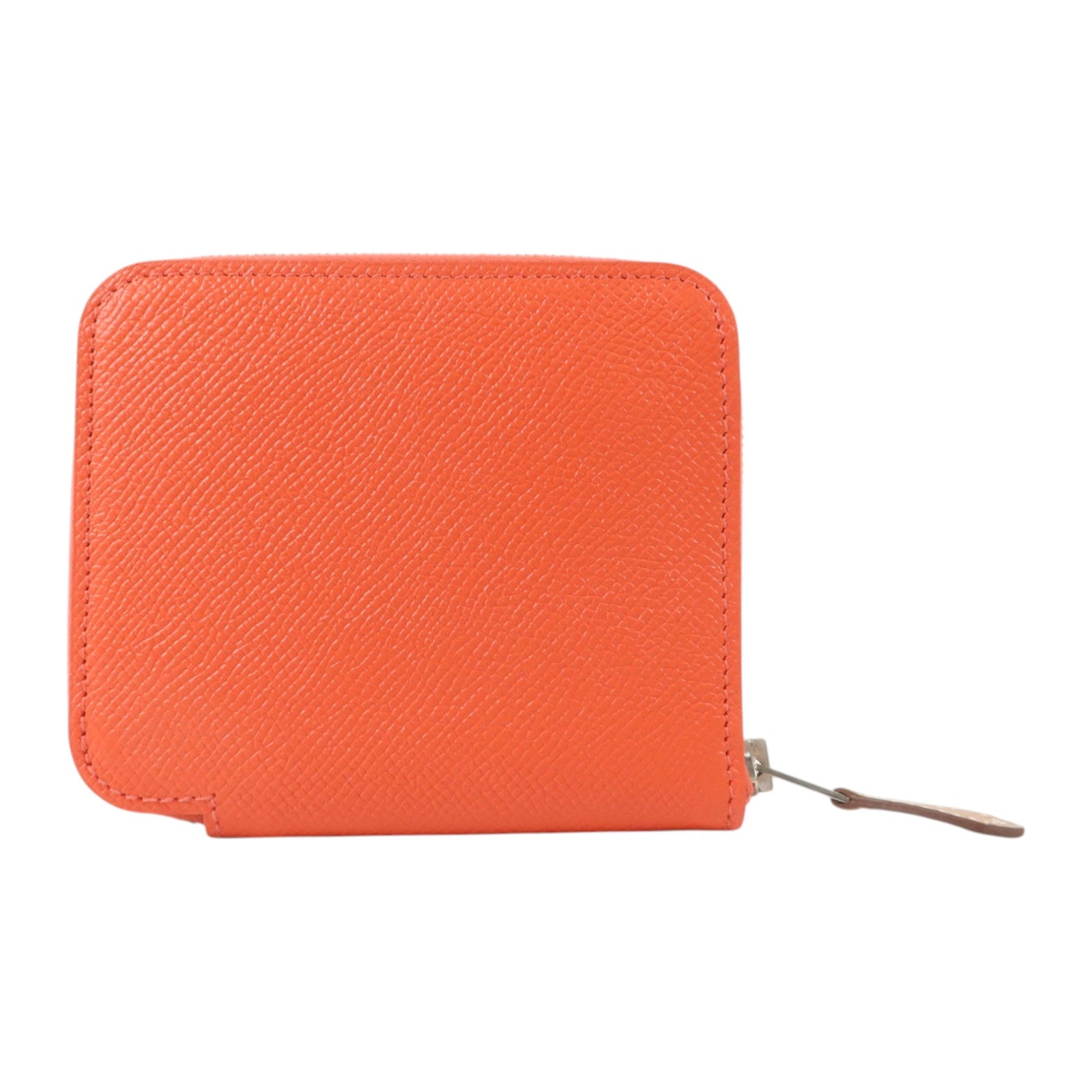 HERMES Epsom皮革Silk In Compact Wallet銀扣錢包Rouge Pivoine