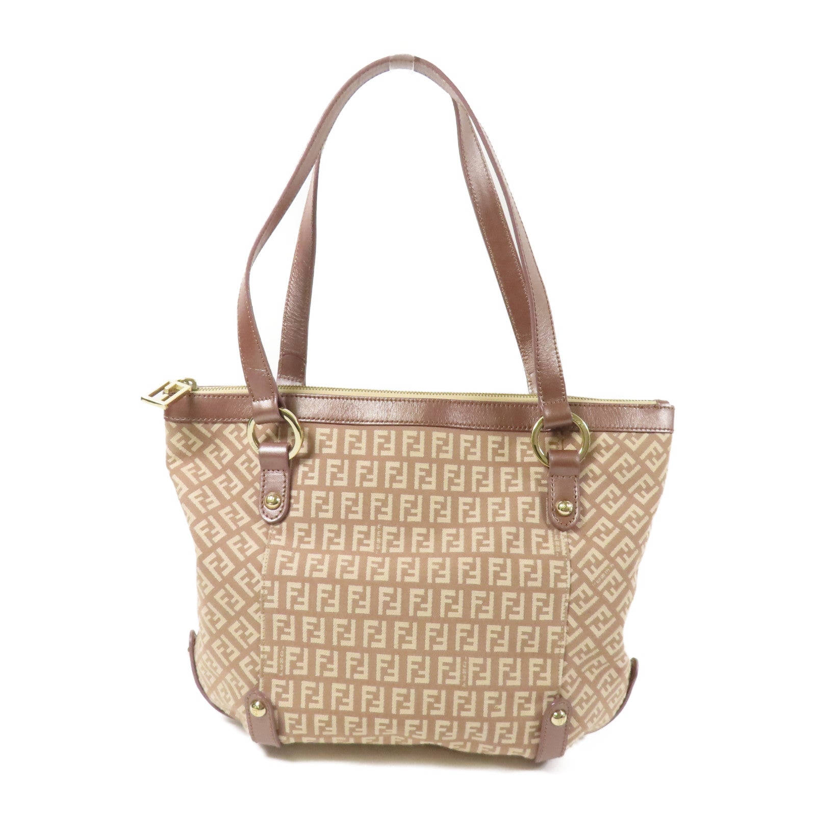 FENDI 帆布Tote Bag金扣肩背袋