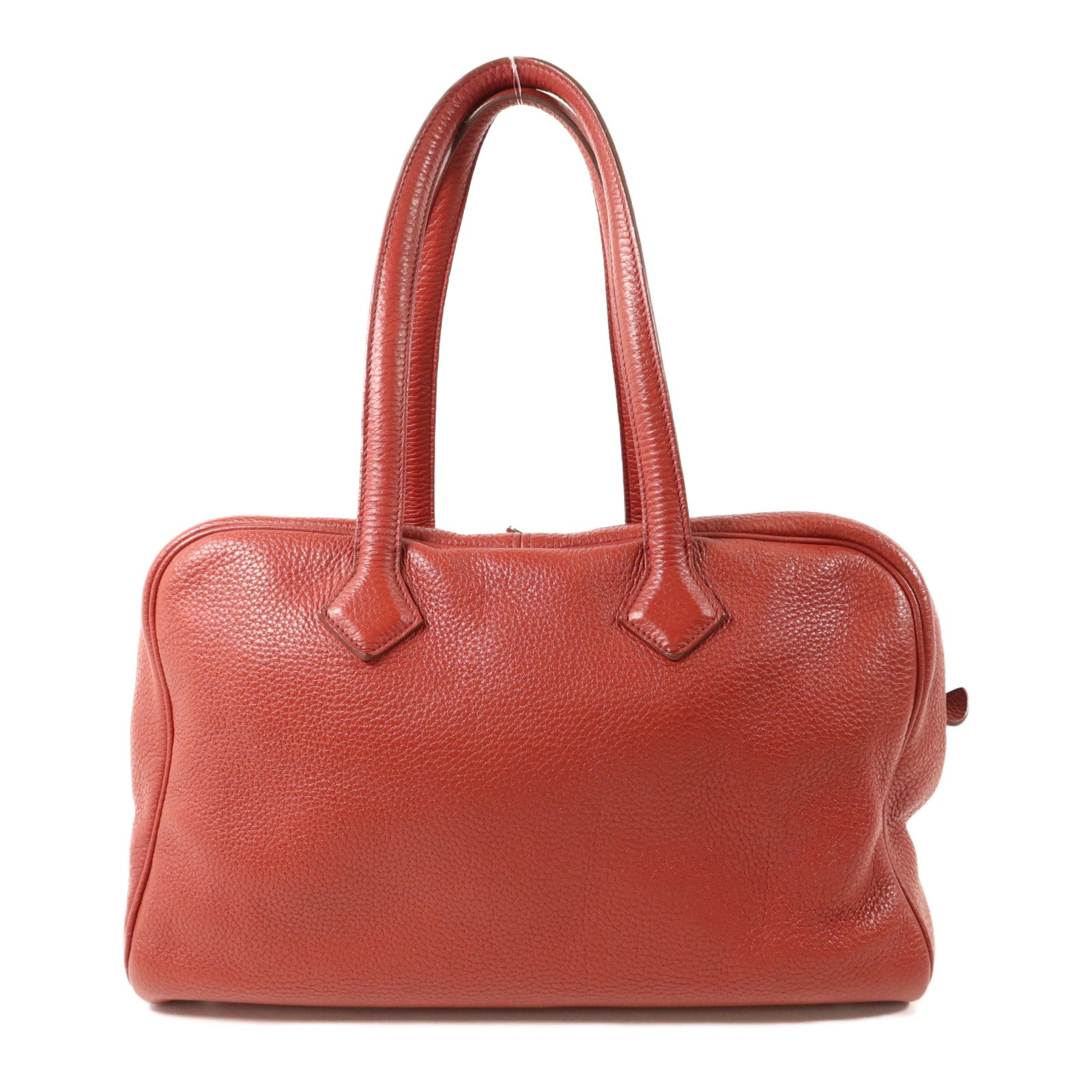 HERMES Clemence皮革Victoria 35銀扣手挽袋Rouge Garance