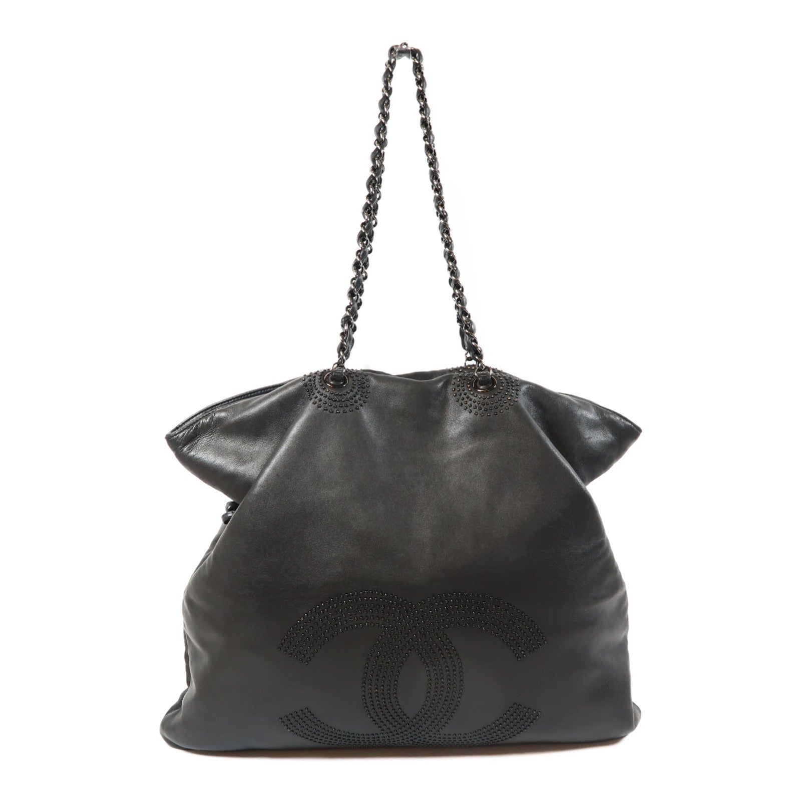 CHANEL 【激減優惠】羊皮皮革Shoulder Bag銀扣鏈帶肩背袋黑色