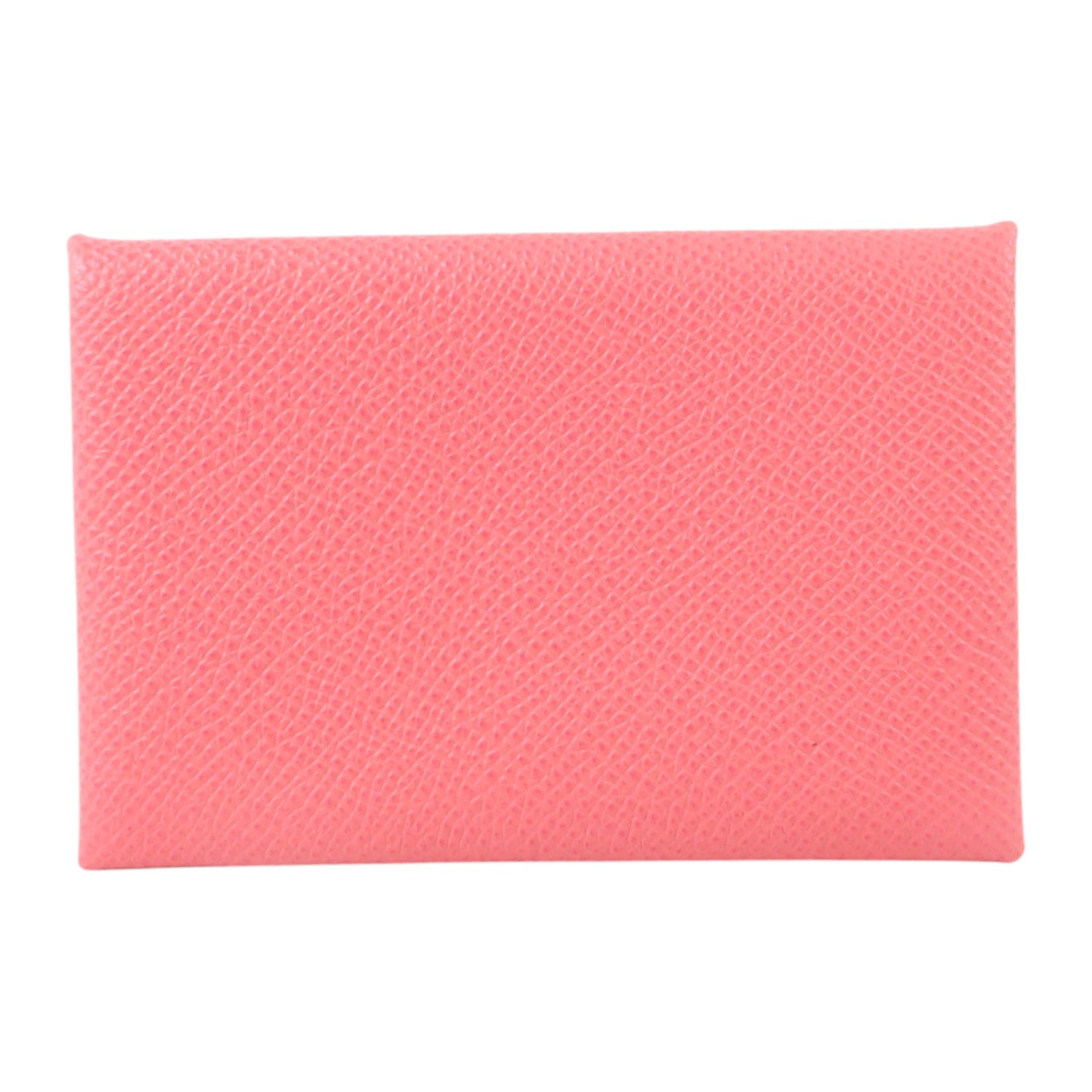 HERMES Epsom皮革Calvi Card Case銀扣卡片套Rose Azalee