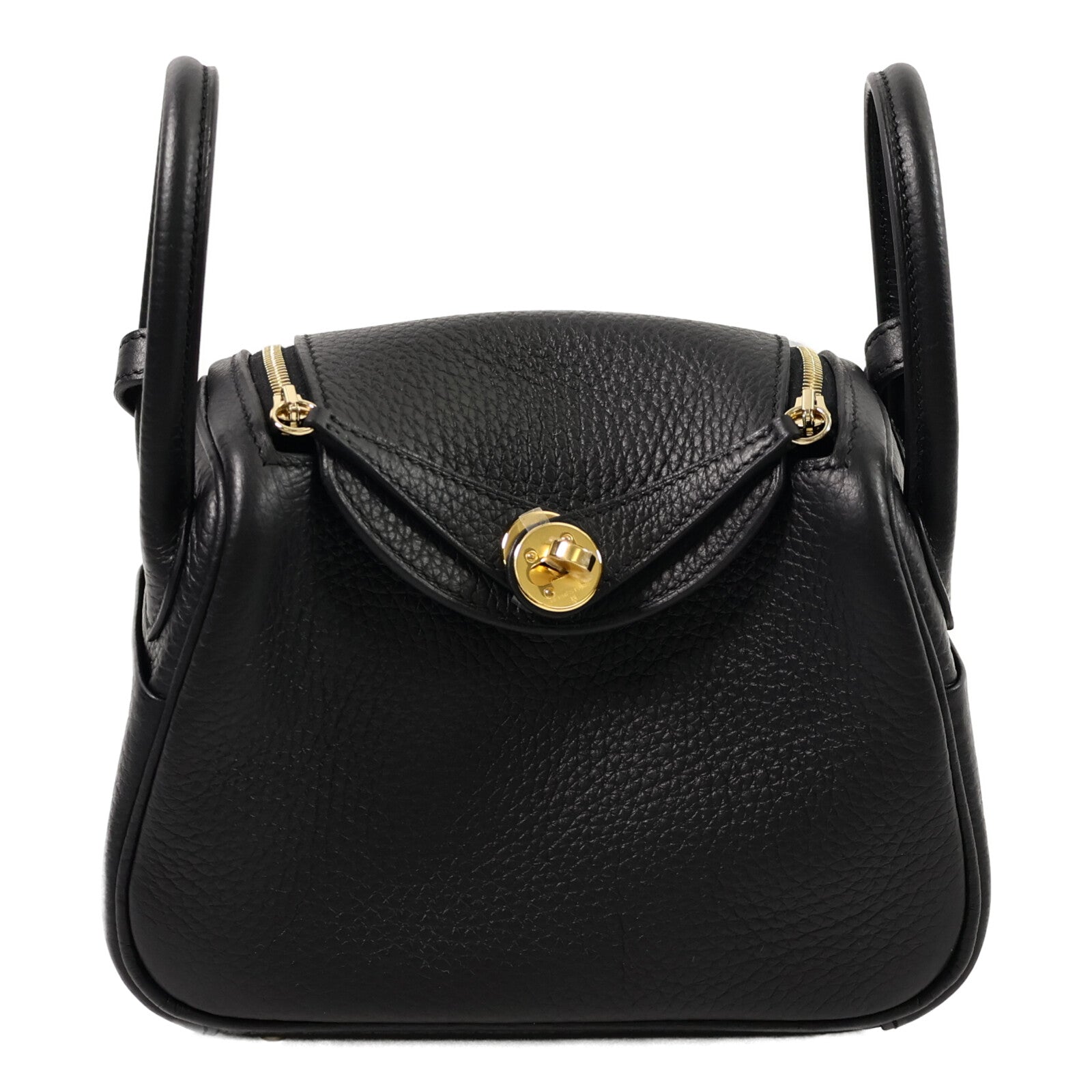 HERMES Clemence皮革Mini Lindy肩背袋Noir